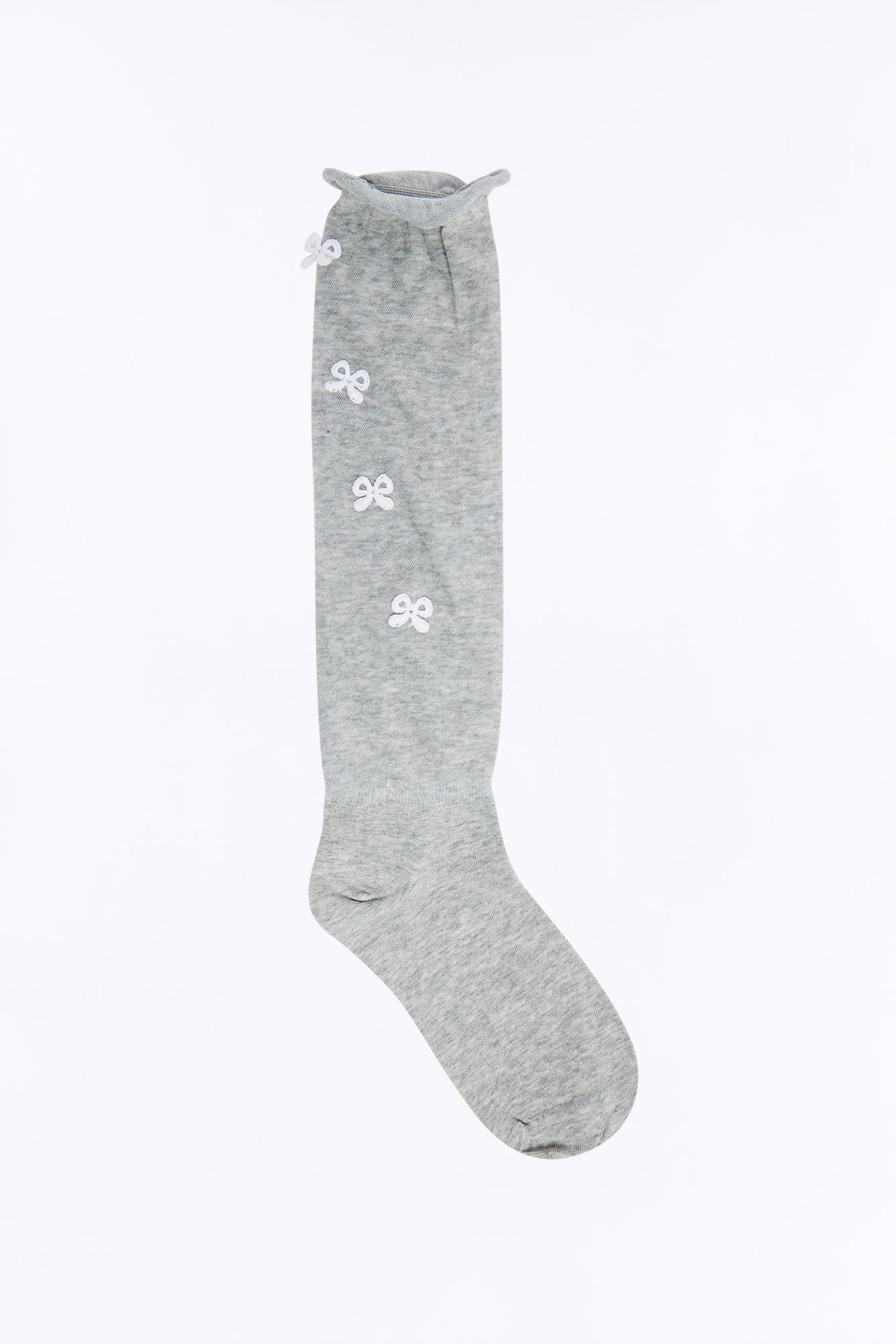 Bows On Bows Knee High Socks - Grey