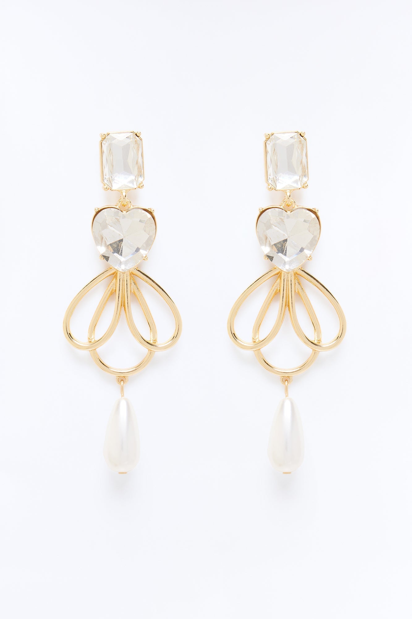 Coquetta Rhinestone Earrings - Gold