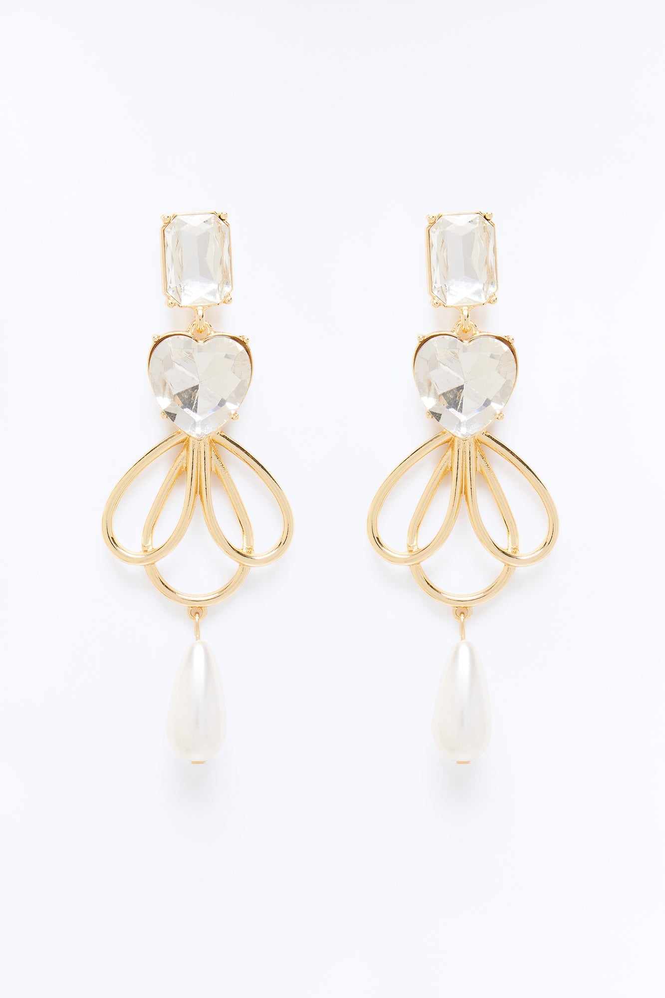 Coquetta Rhinestone Earrings - Gold