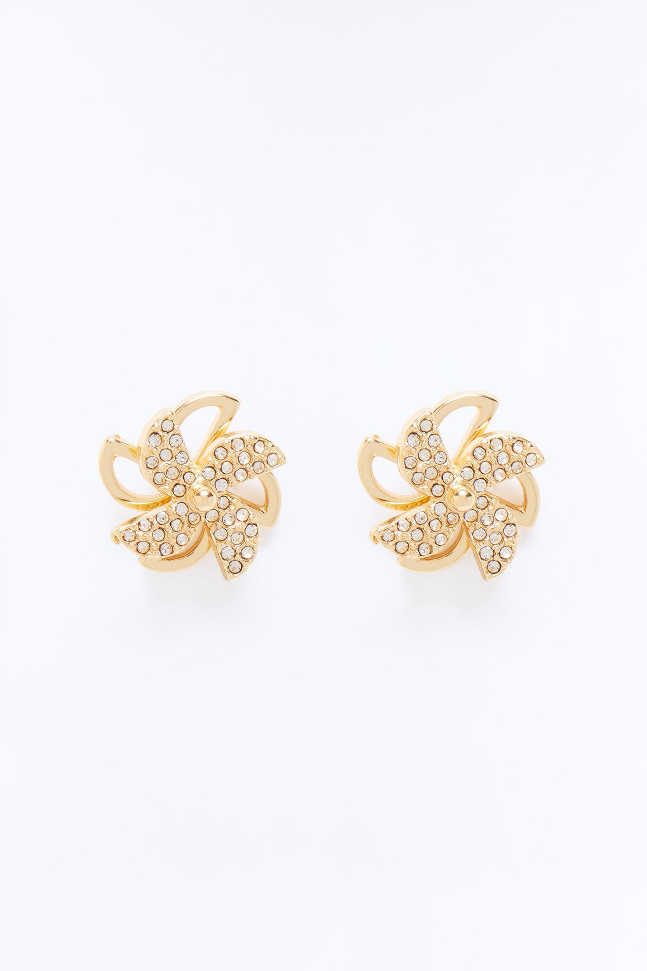 Shine On Floral Stud Earrings - Gold