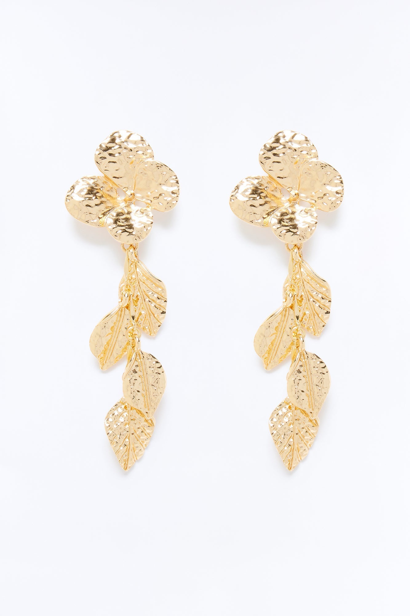 Leafy Drop Earrings - Gold