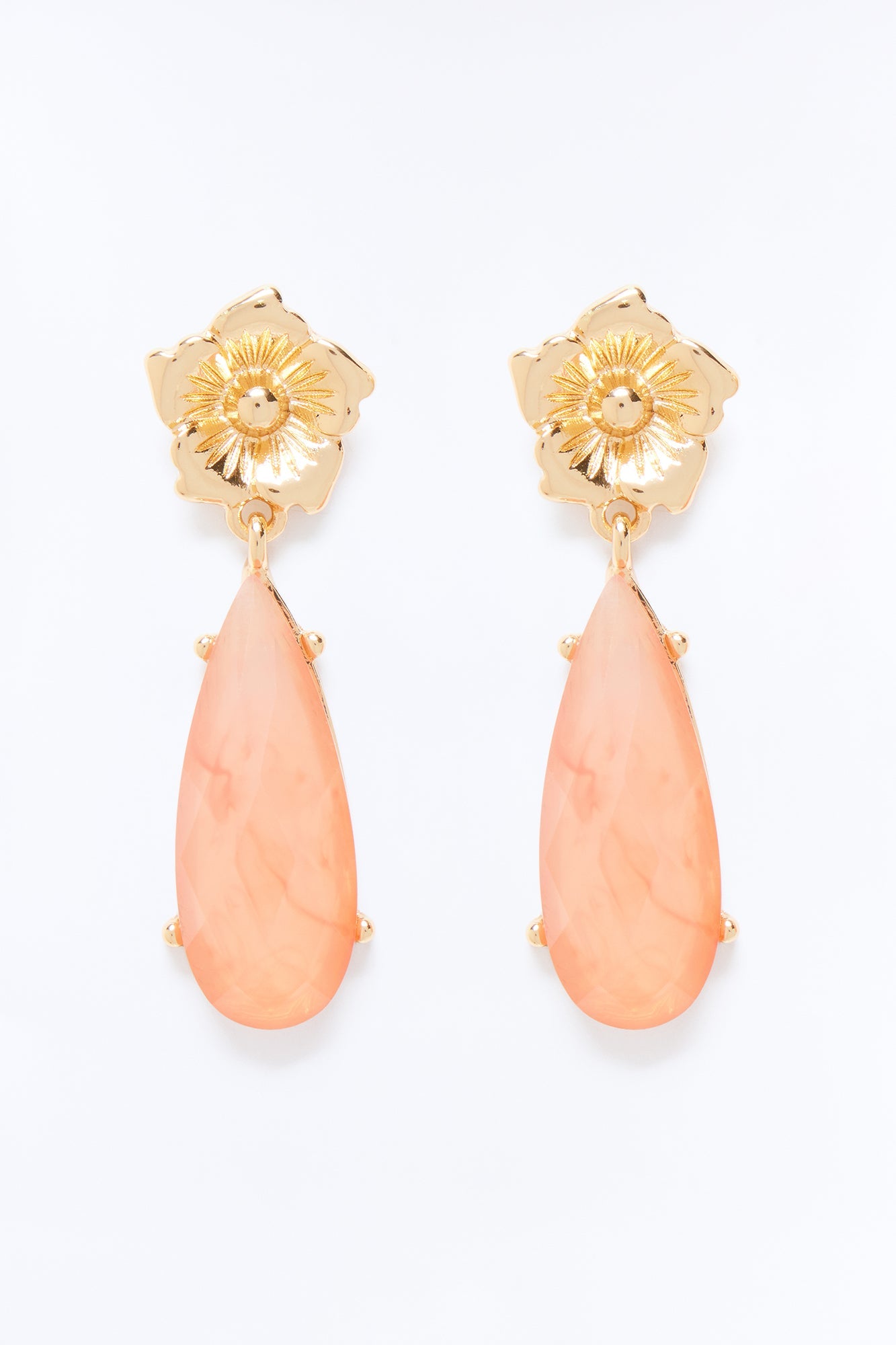 Sweetest Feeling Floral Earrings - Gold/Pink
