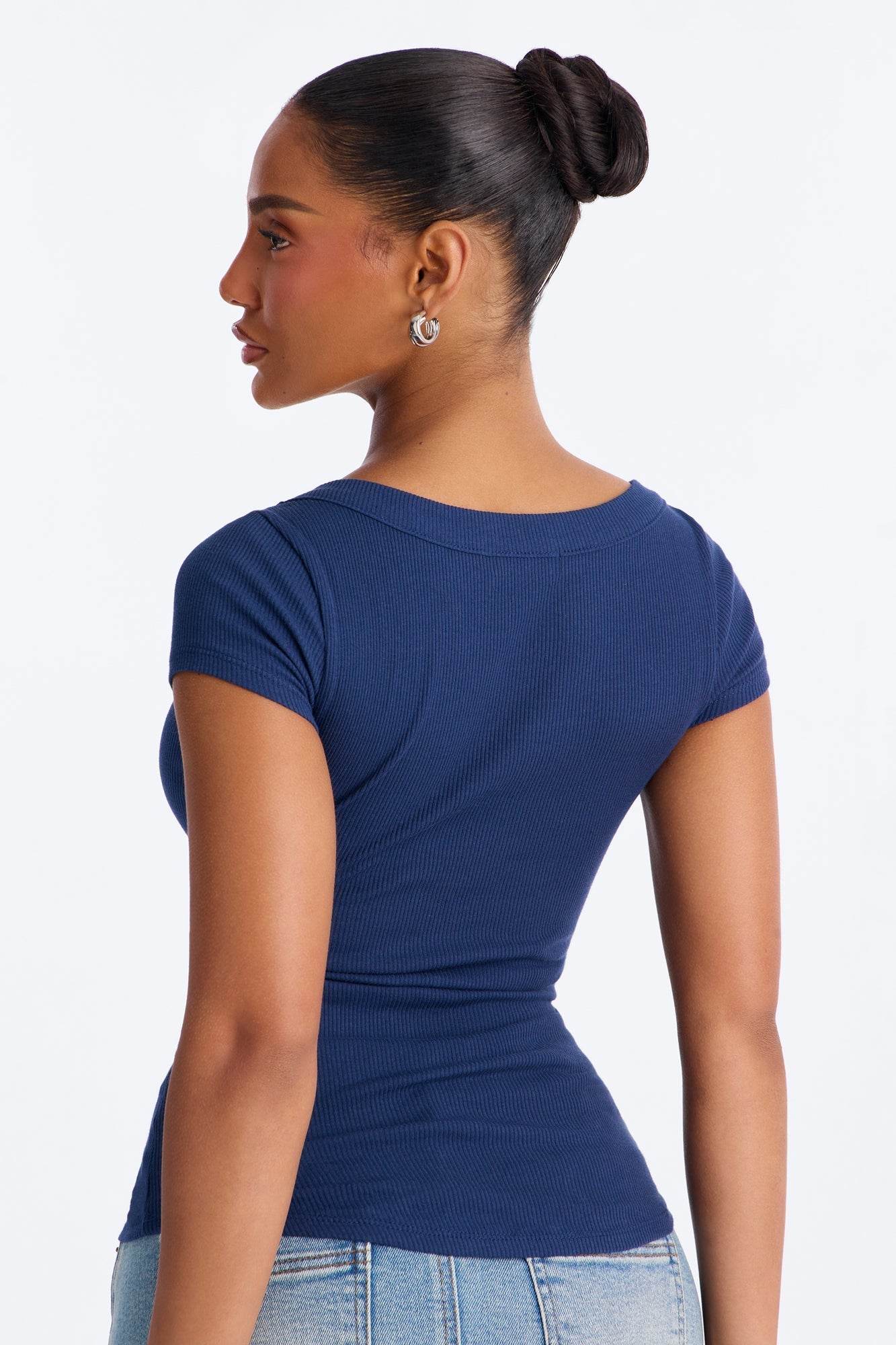 Everyday Ribbed Cap Sleeve Baby Tee - Navy
