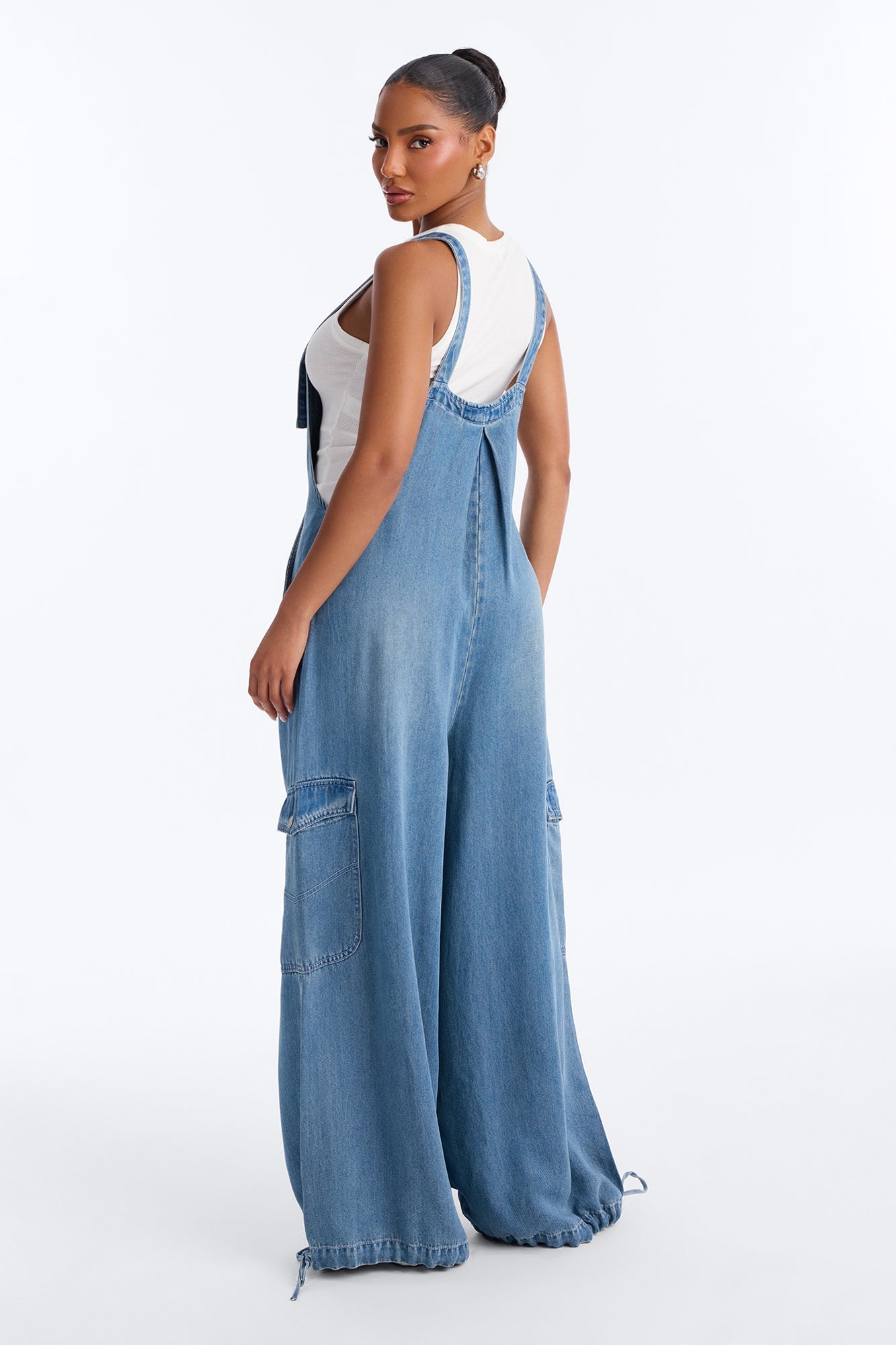 Nosara Drapey Denim Overalls - Vintage Wash