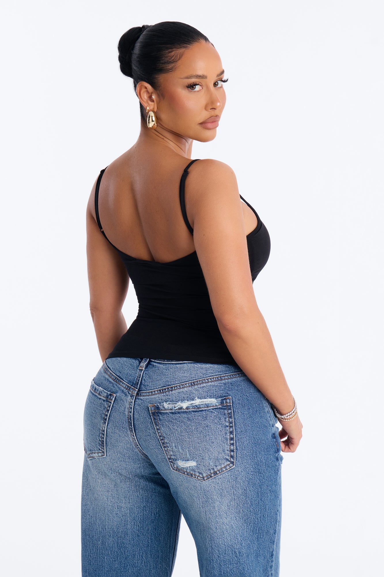 Beverly Built In Bra Cami Top - Black