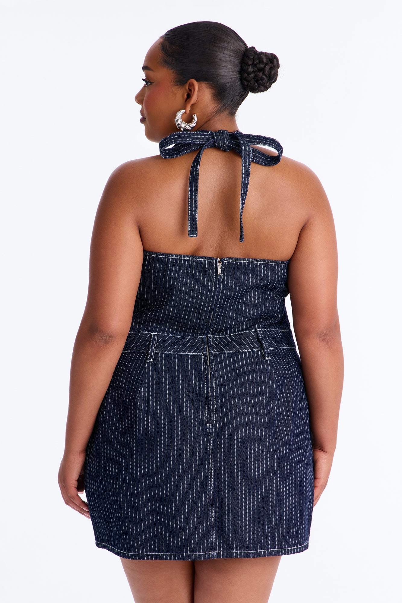 Alexa Halter Denim Mini Dress - Dark Wash NEWFASHIONEDGE