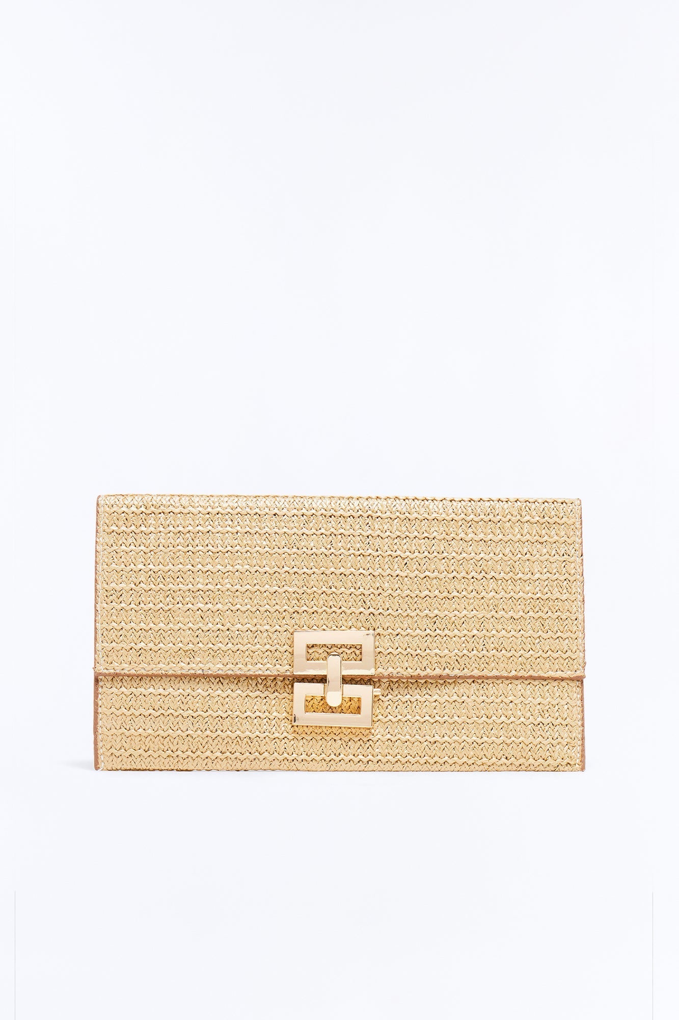 Dinner On The Beach Straw Clutch - Natural