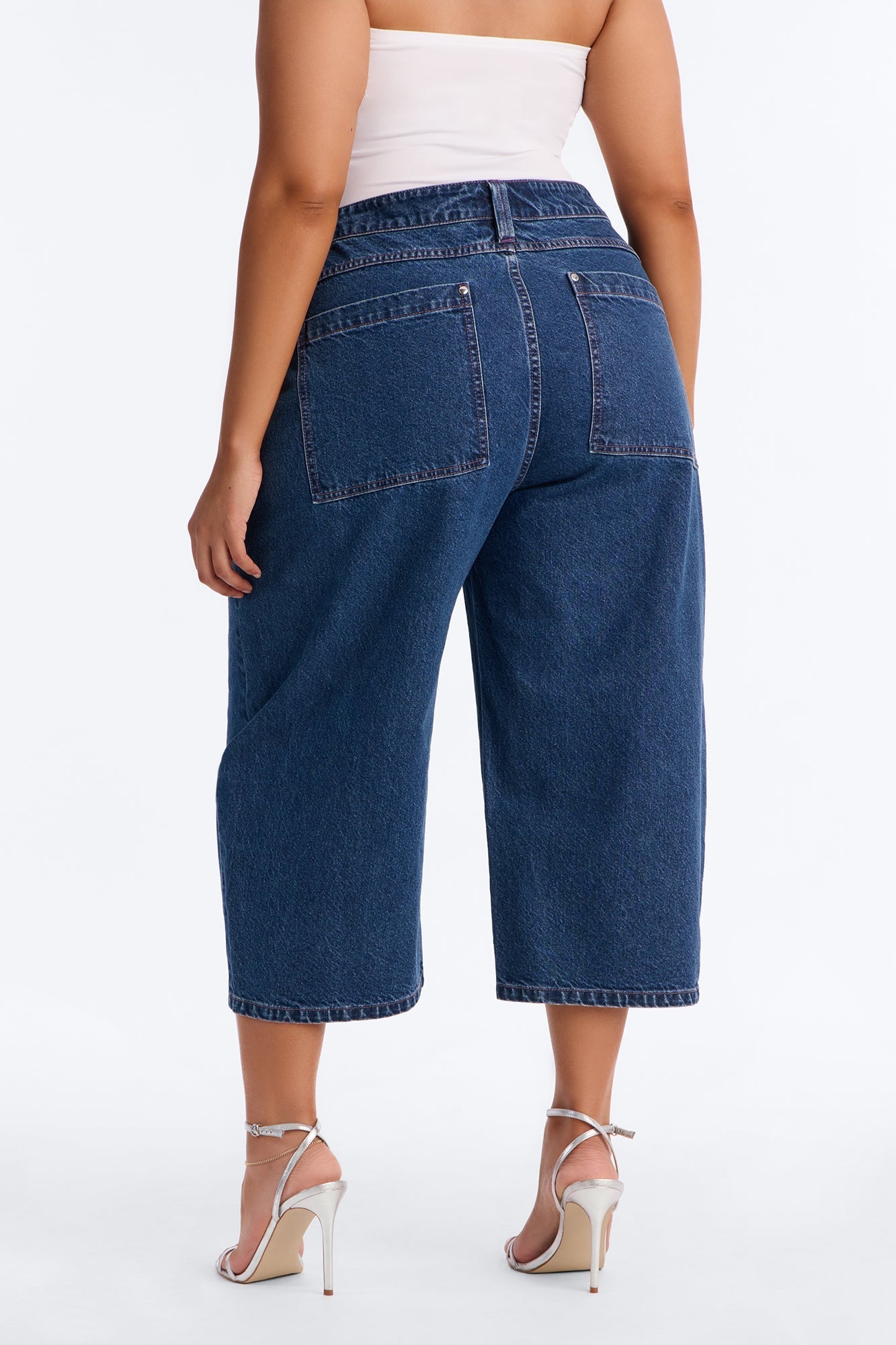 Persephone Button Fly Culotte Jeans - Rinse Blue Wash