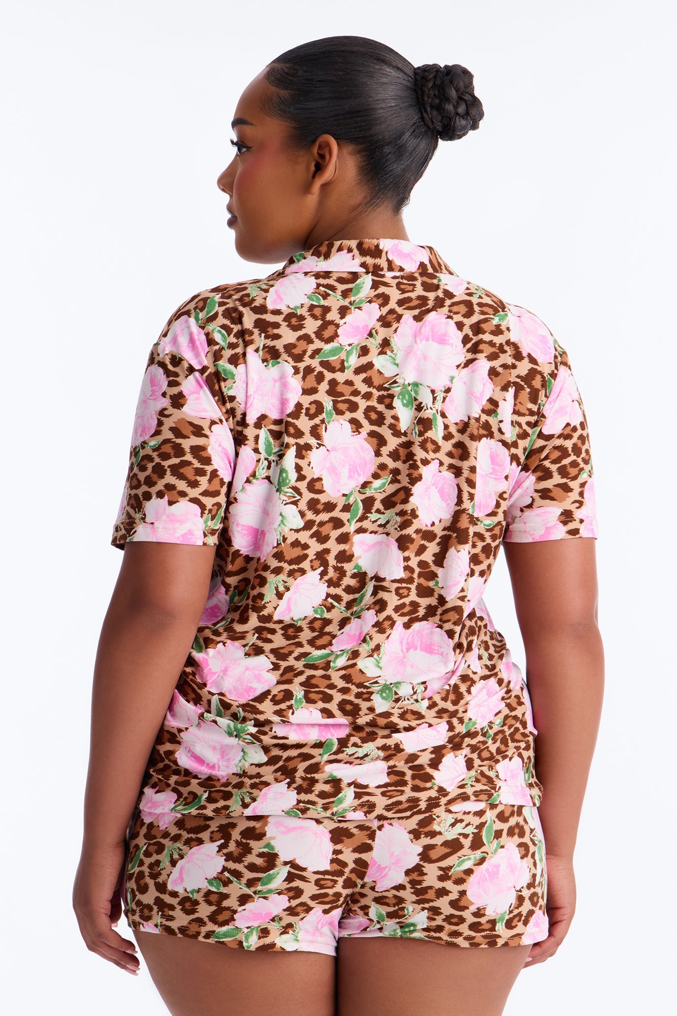Wild Roses PJ Short Set - Brown/combo