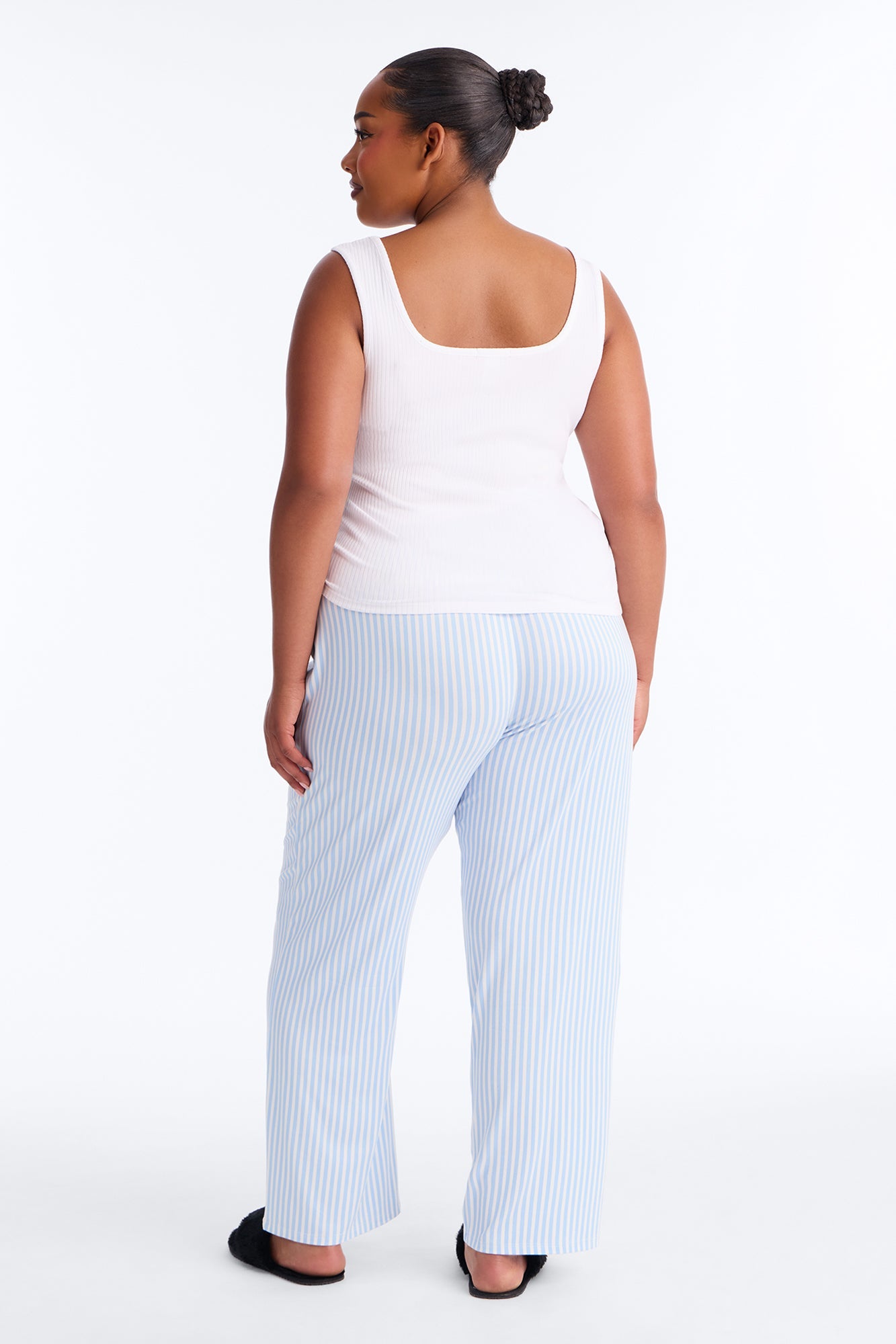 Bow Down Boxer PJ Pant Set - White/Blue Fashion Nova