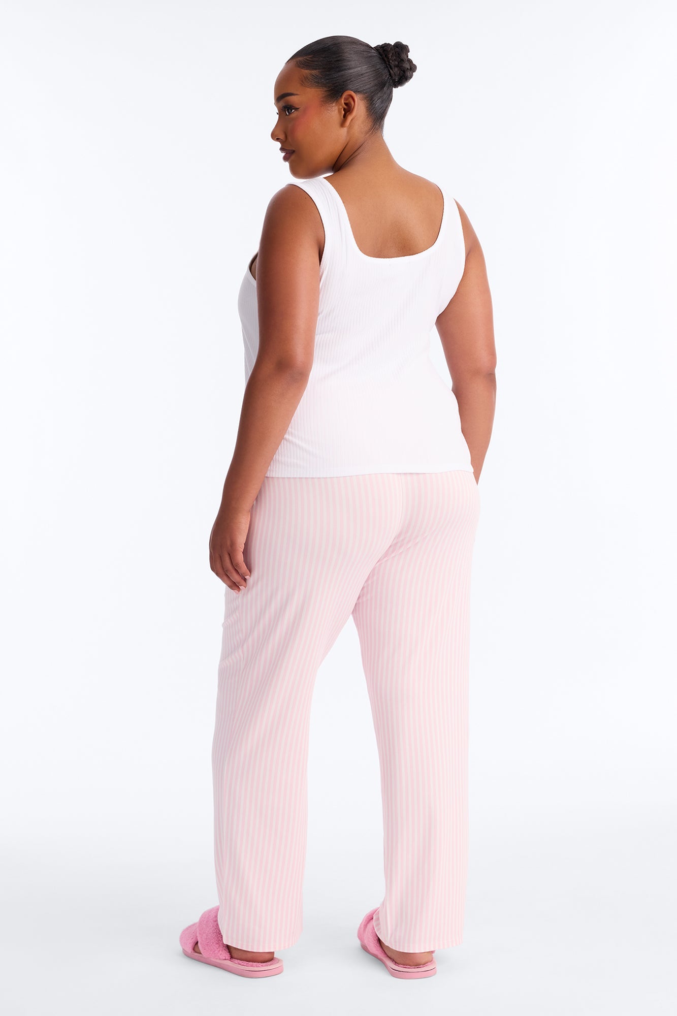 Bow Down Boxer PJ Pant Set - White/Pink Fashion Nova