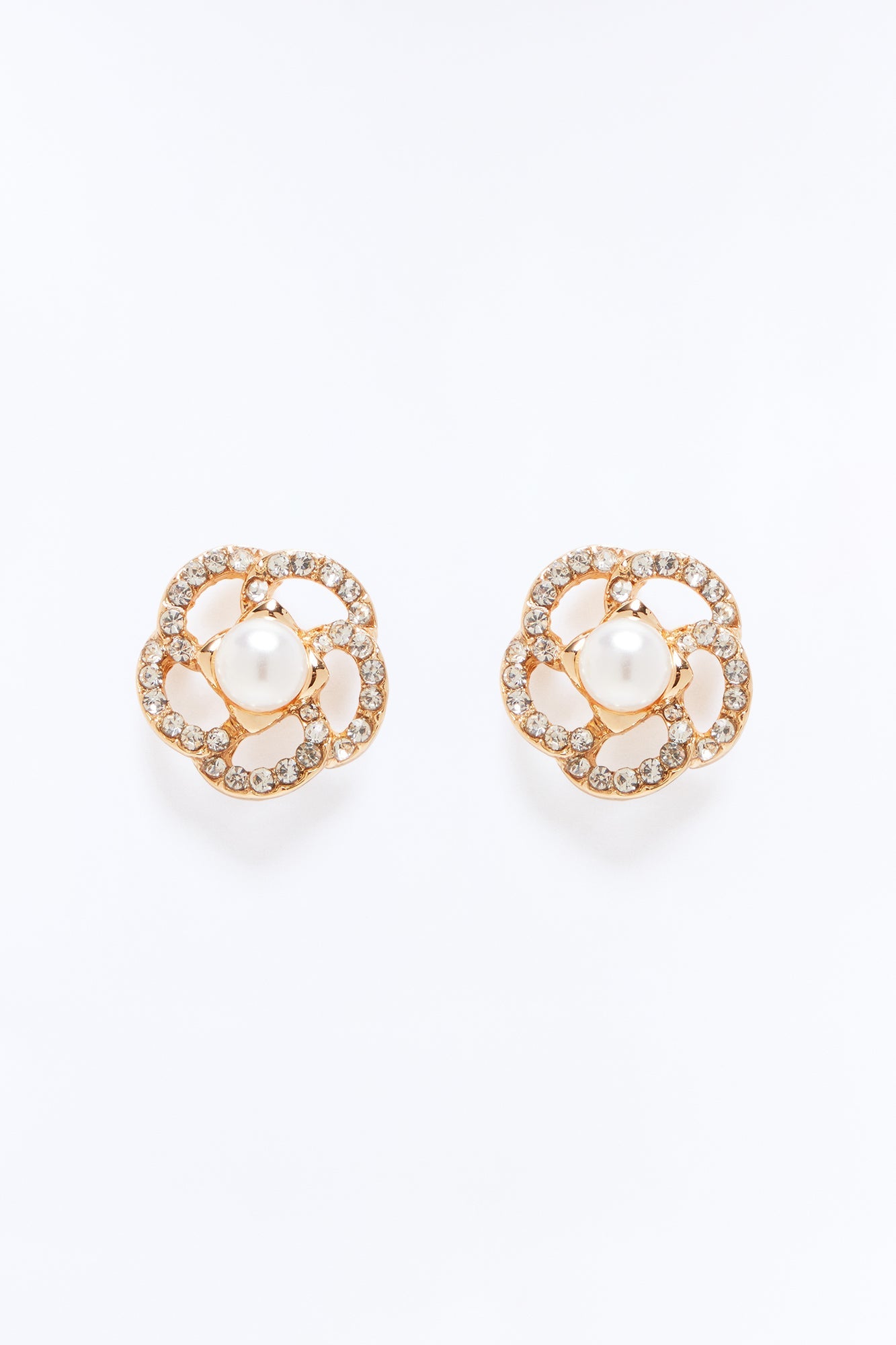 Bring May Flowers Pearls Stud Earrings - Gold