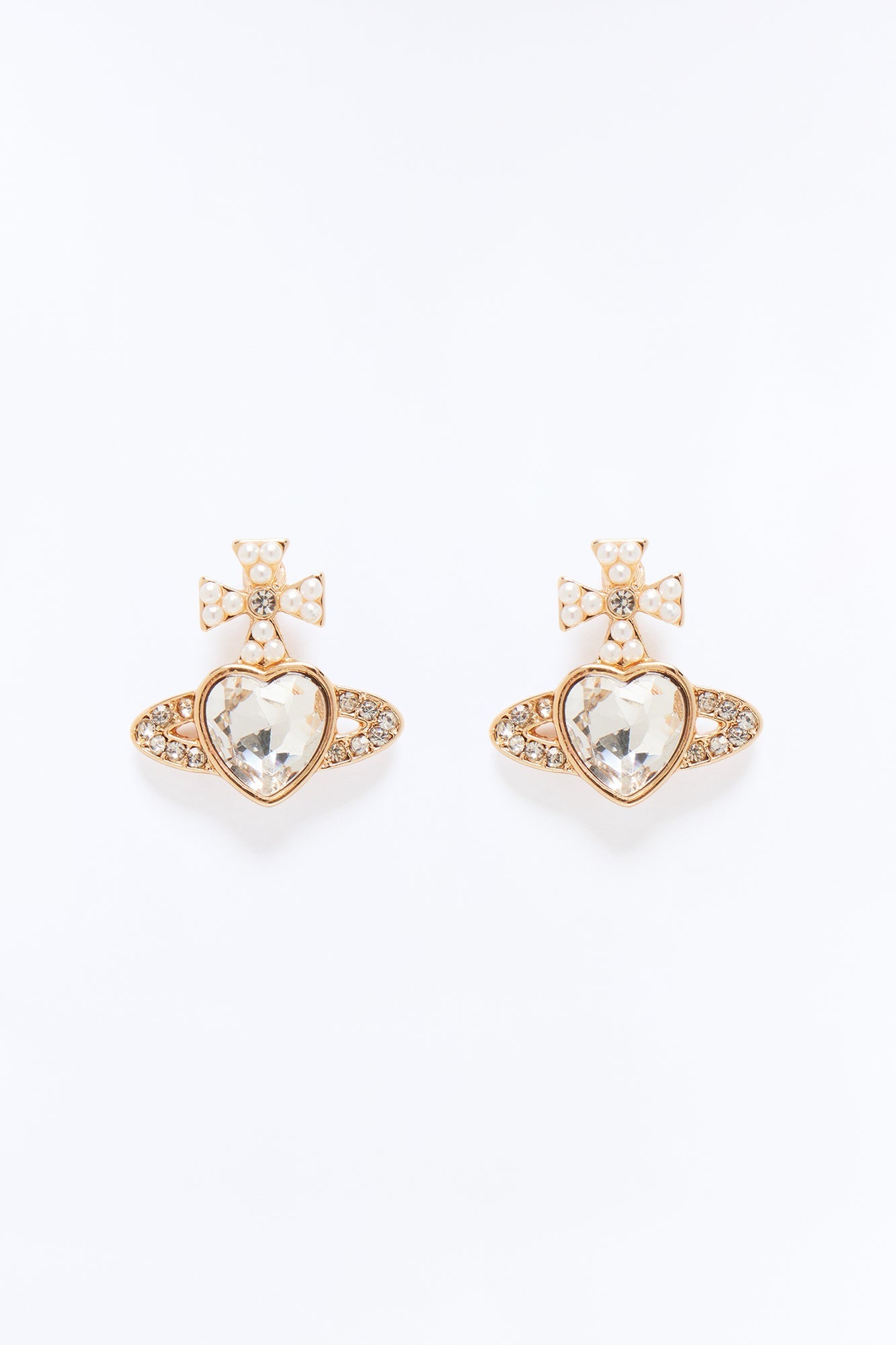 Queen Of The World Rhinestone Stud Earrings - Gold