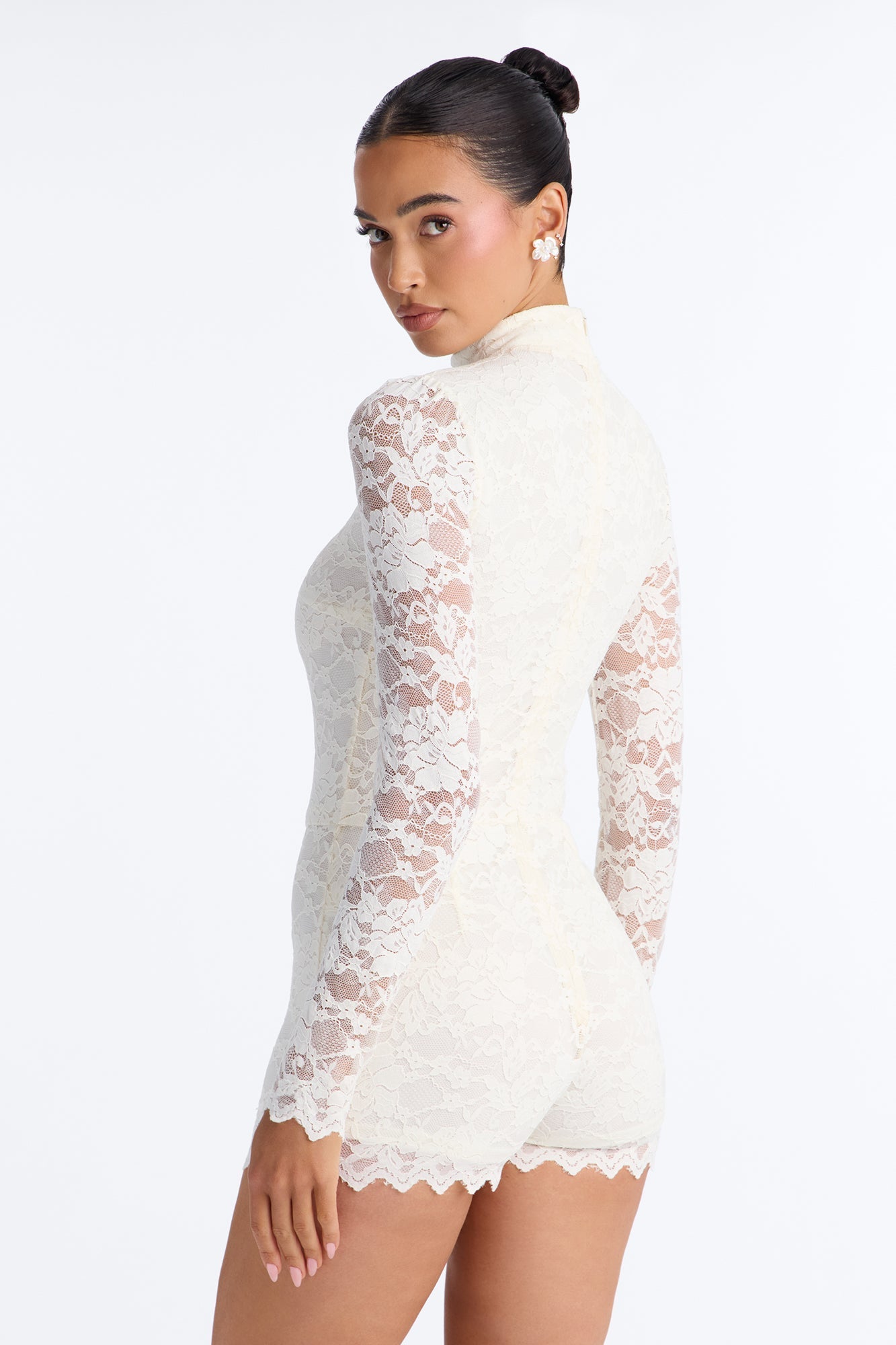 Camila Lace Micro Romper - Ivory