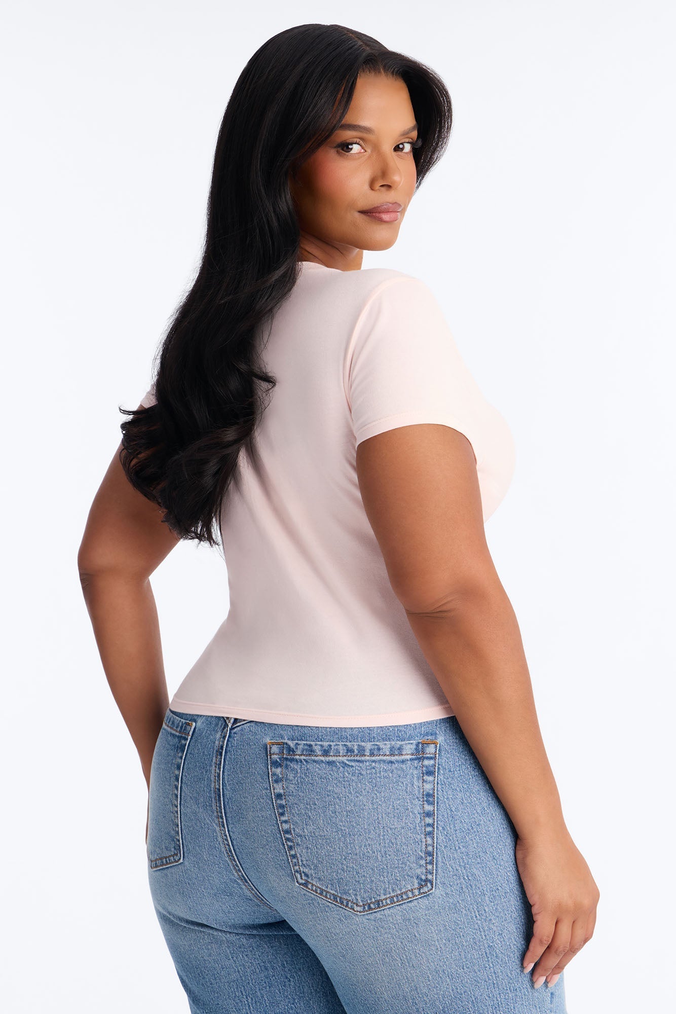 Cherry Embellished Baby Tee - Light Pink