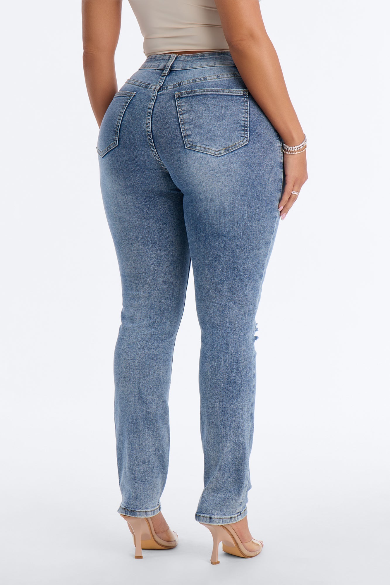Beg For Me Slim Straight Leg Jeans - Medium Wash