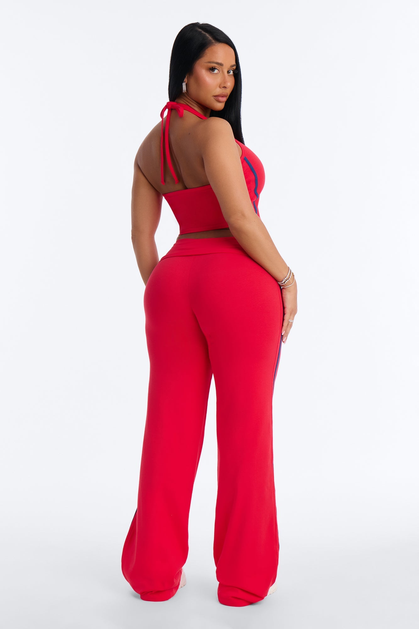 Varsity Dreams Halter Pant Set - Red
