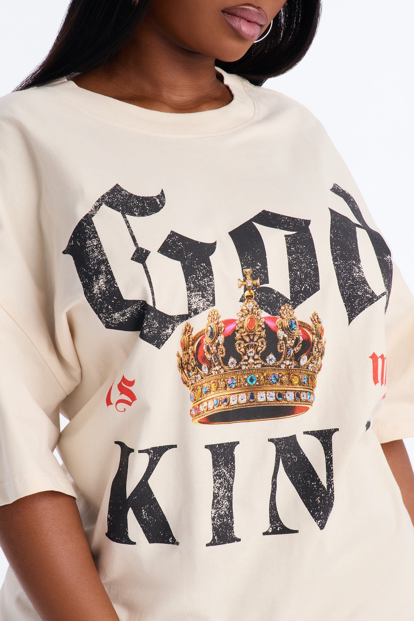 God Is My King Oversized Tee - Off White
