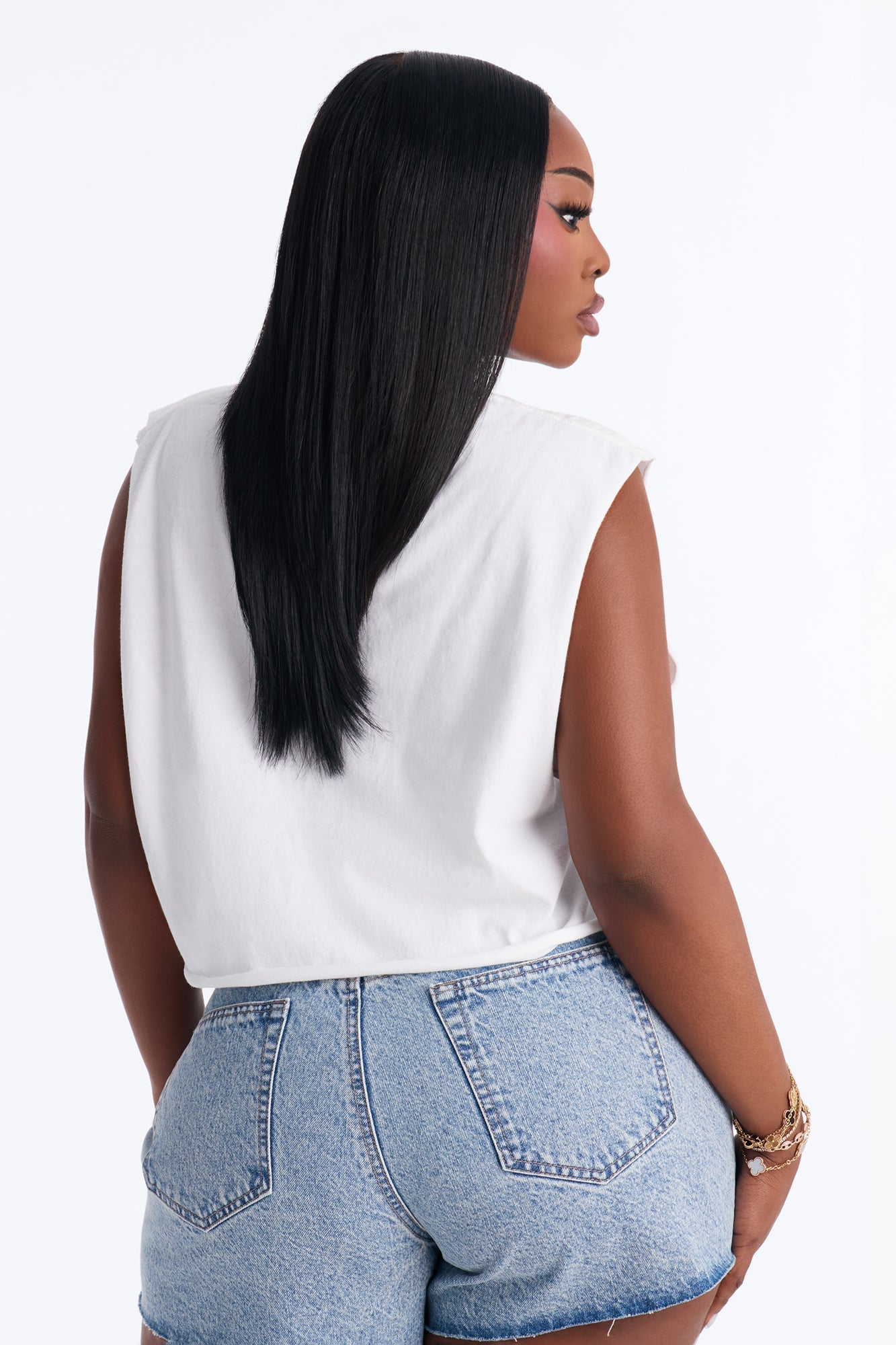Blondie Crop Muscle Tank - White