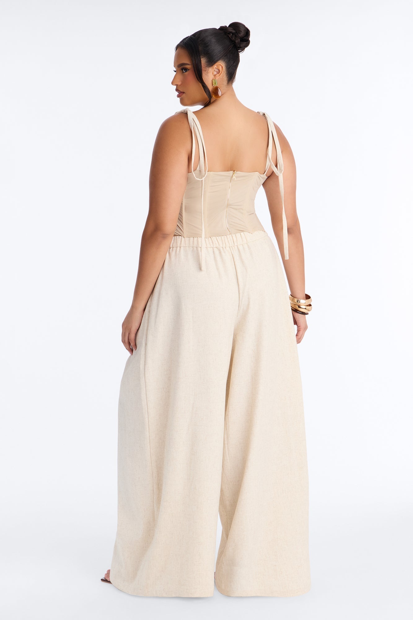 Muse Behavior Corset Linen Pant Set - Natural