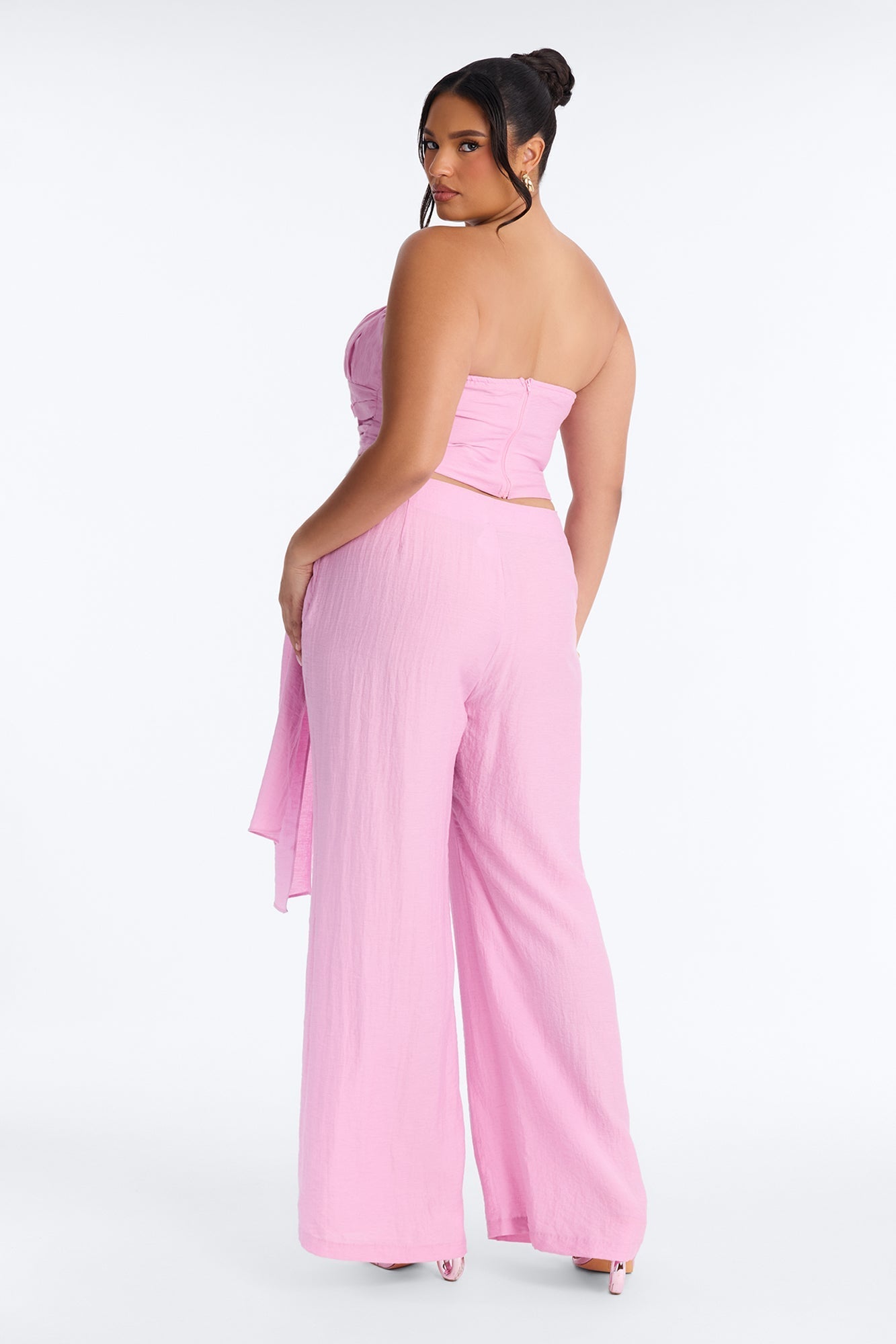 Zariah Strapless Linen Wrap Pant Set - Lilac