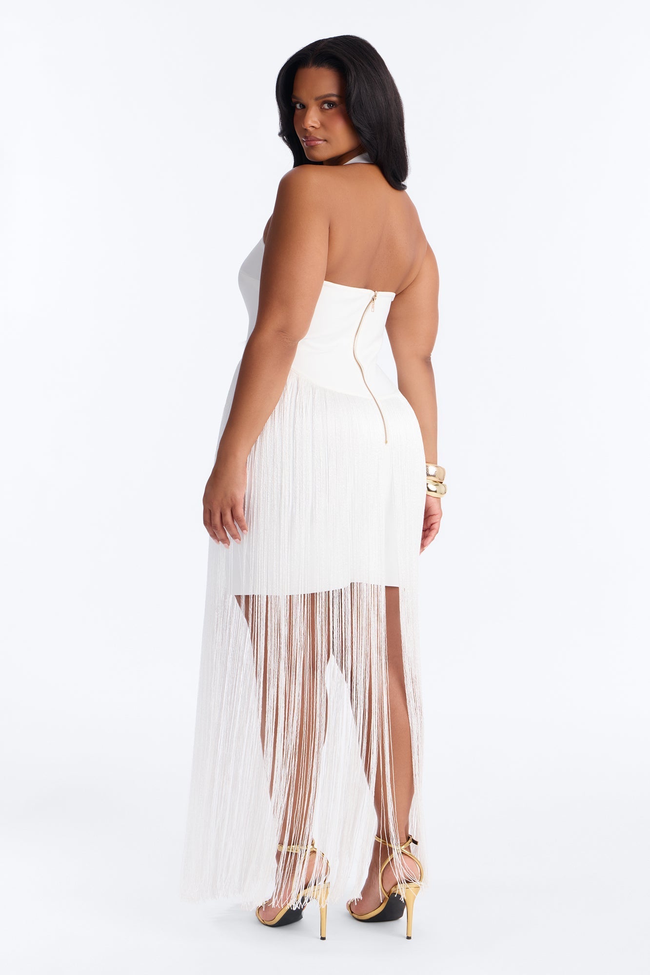 Bossy Tiara Glitter Bandage Maxi Dress - White