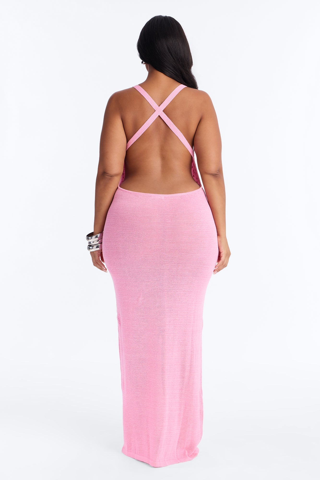 Shining In Paradise Crochet Maxi Dress - Light Pink NEWFASHIONEDGE