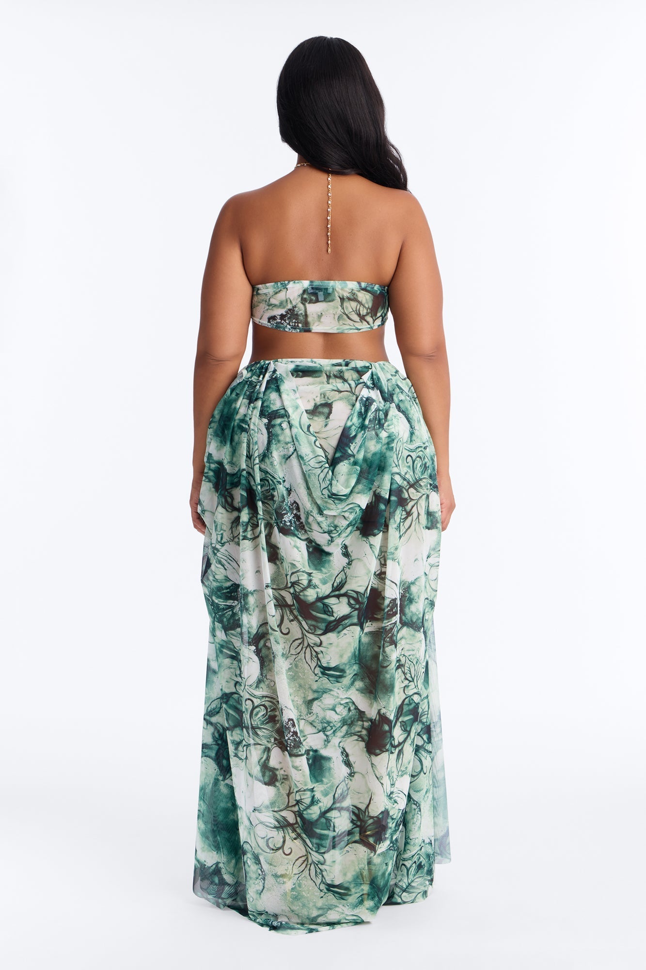 Ella Tie Dye Mesh Maxi Dress - Green