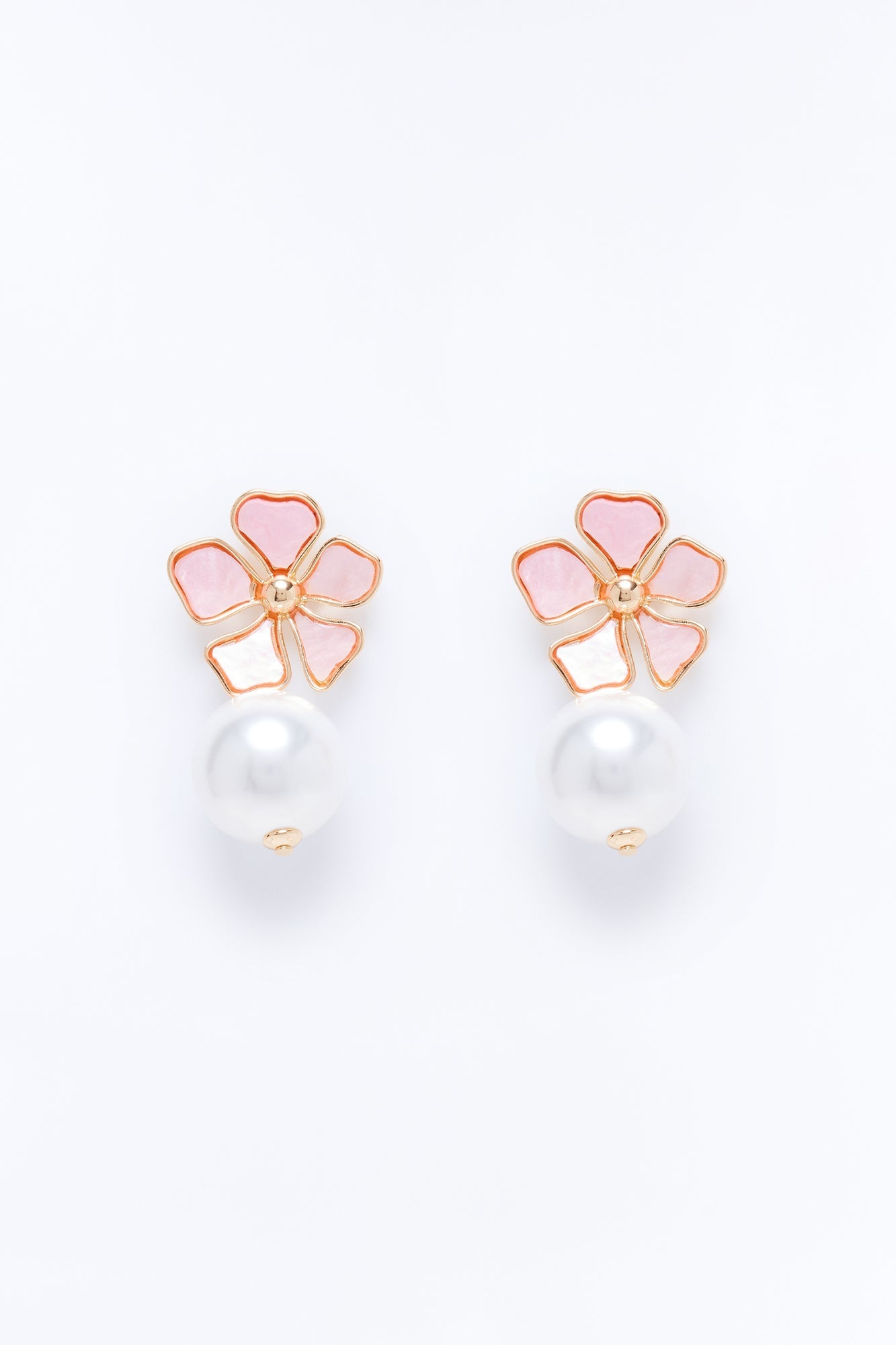 Wildflower Kiss Drop Earrings - Gold/Pink