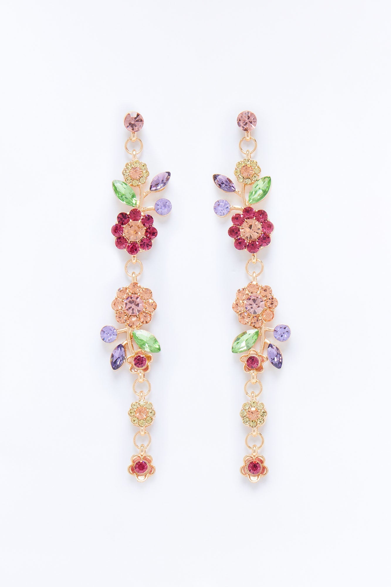 Enchanted Garden Rhinestone Earrings - Multi Color