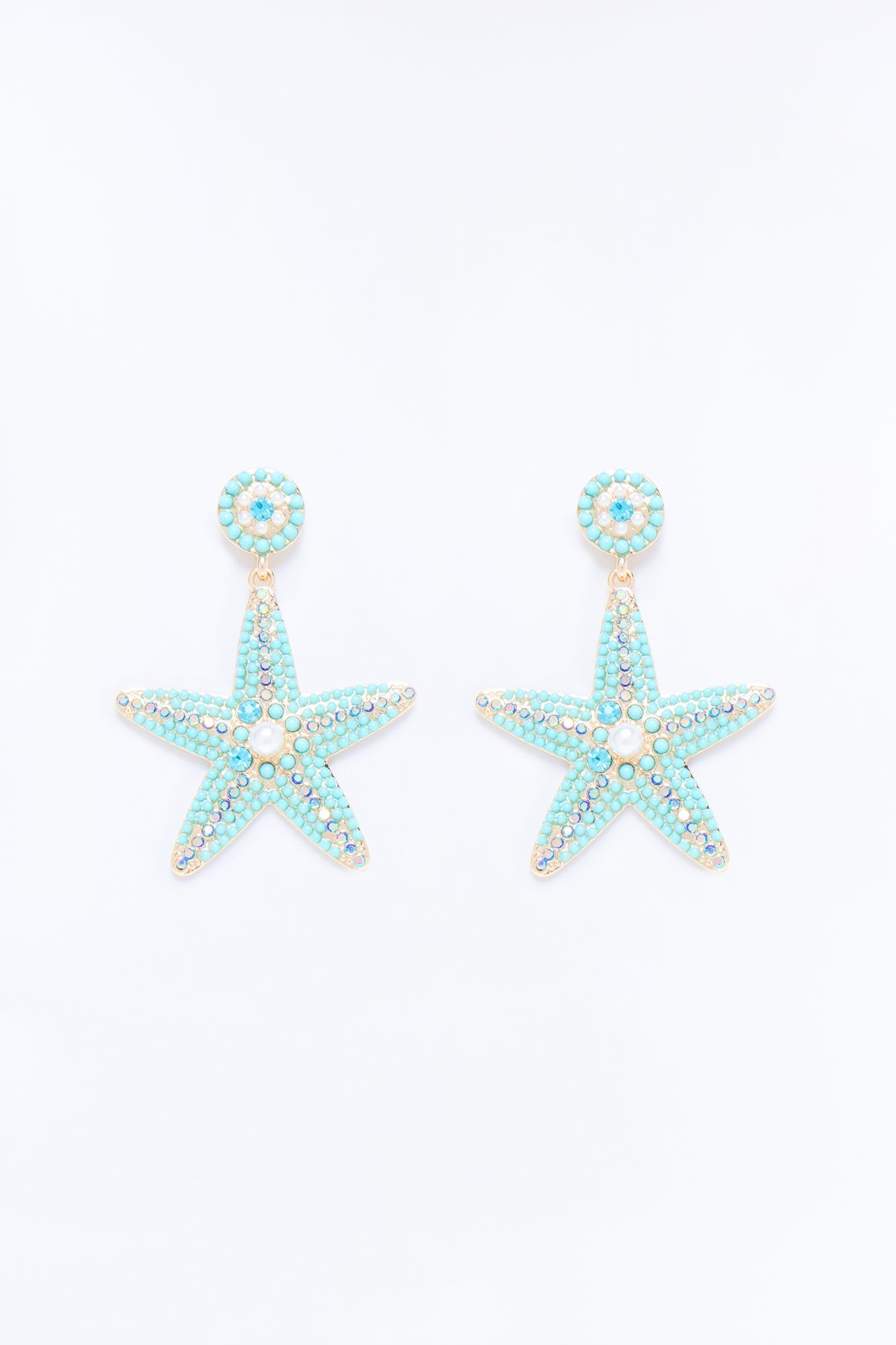 Seaside Star Beaded Earrings - Blue