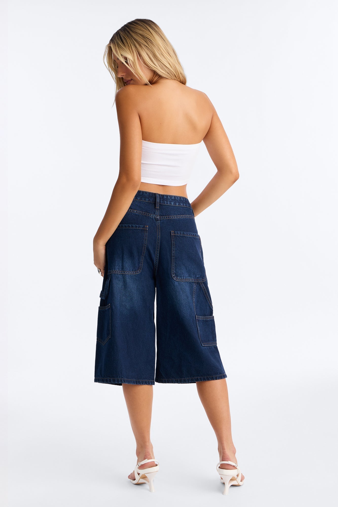 One Chance Carpenter Denim Jorts - Dark Wash NEWFASHIONEDGE