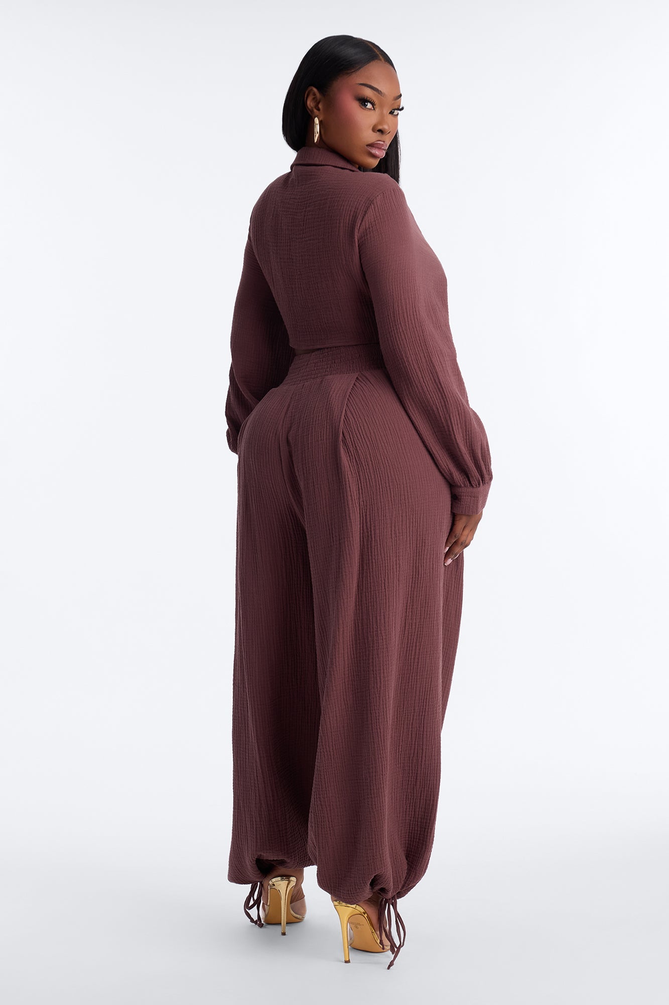Bianca Gauze Jogger Set - Chocolate