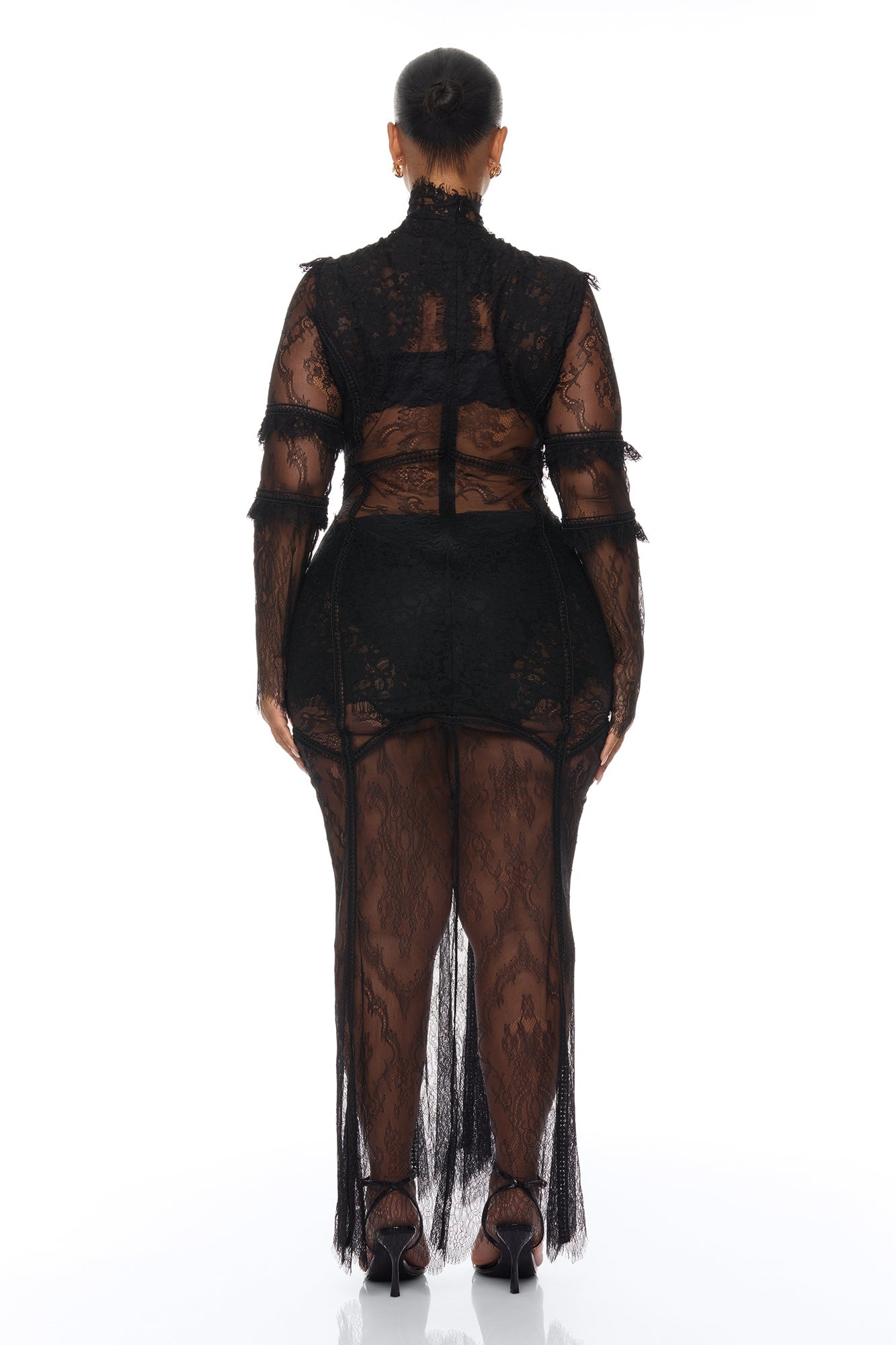Lana Sheer Lace Maxi Dress - Black