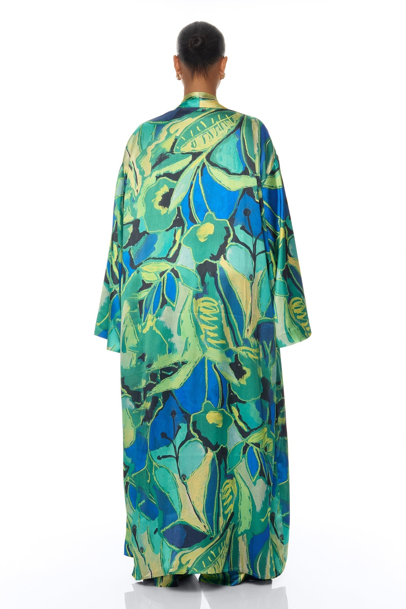 Pure Luxury 3 Piece Satin Kimono Set - Green/combo NEWFASHIONEDGE