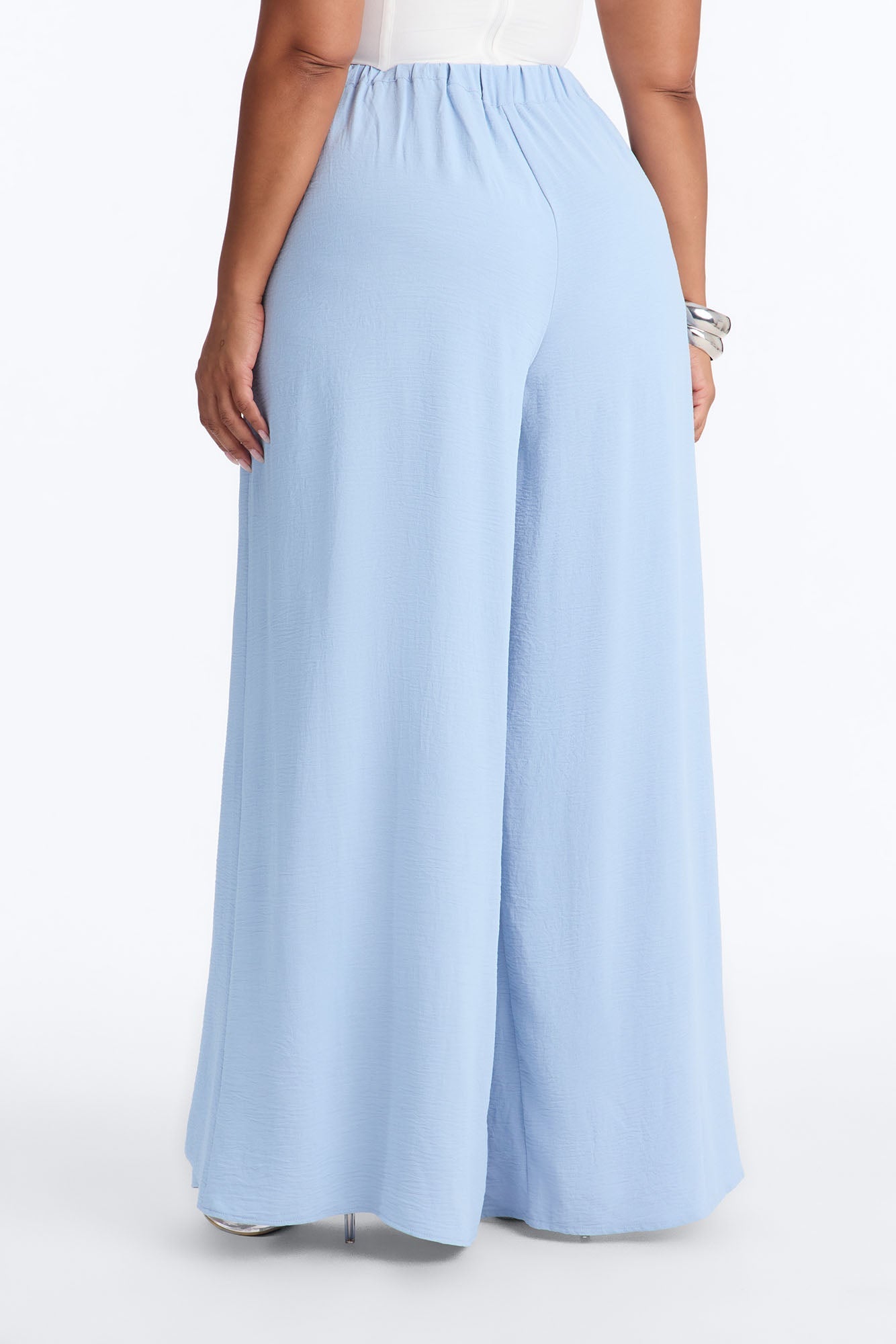 Amiah High Rise Wide Leg Flowy Pant 33″ - Light Blue