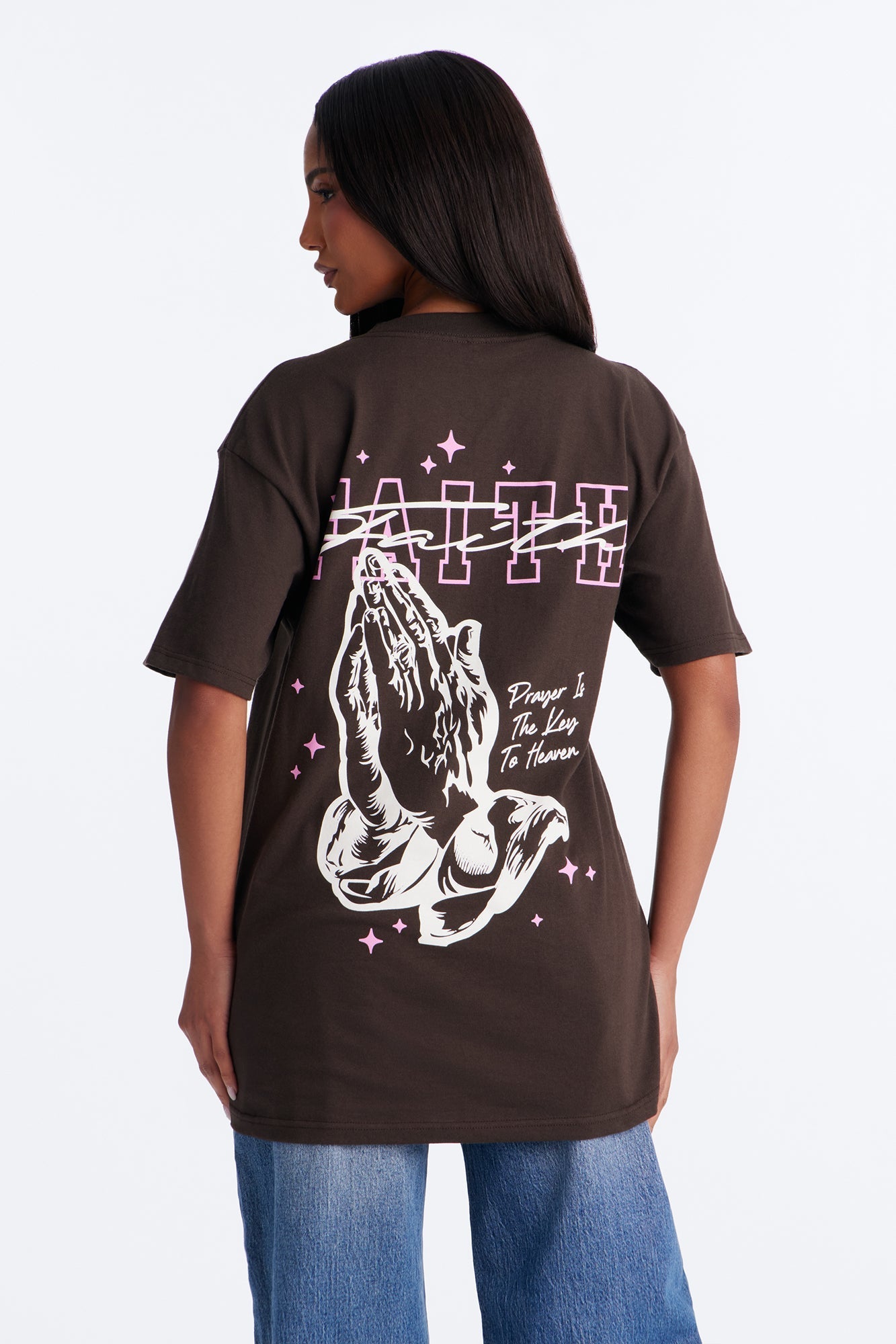 Faith Praying Hands Tee - Brown