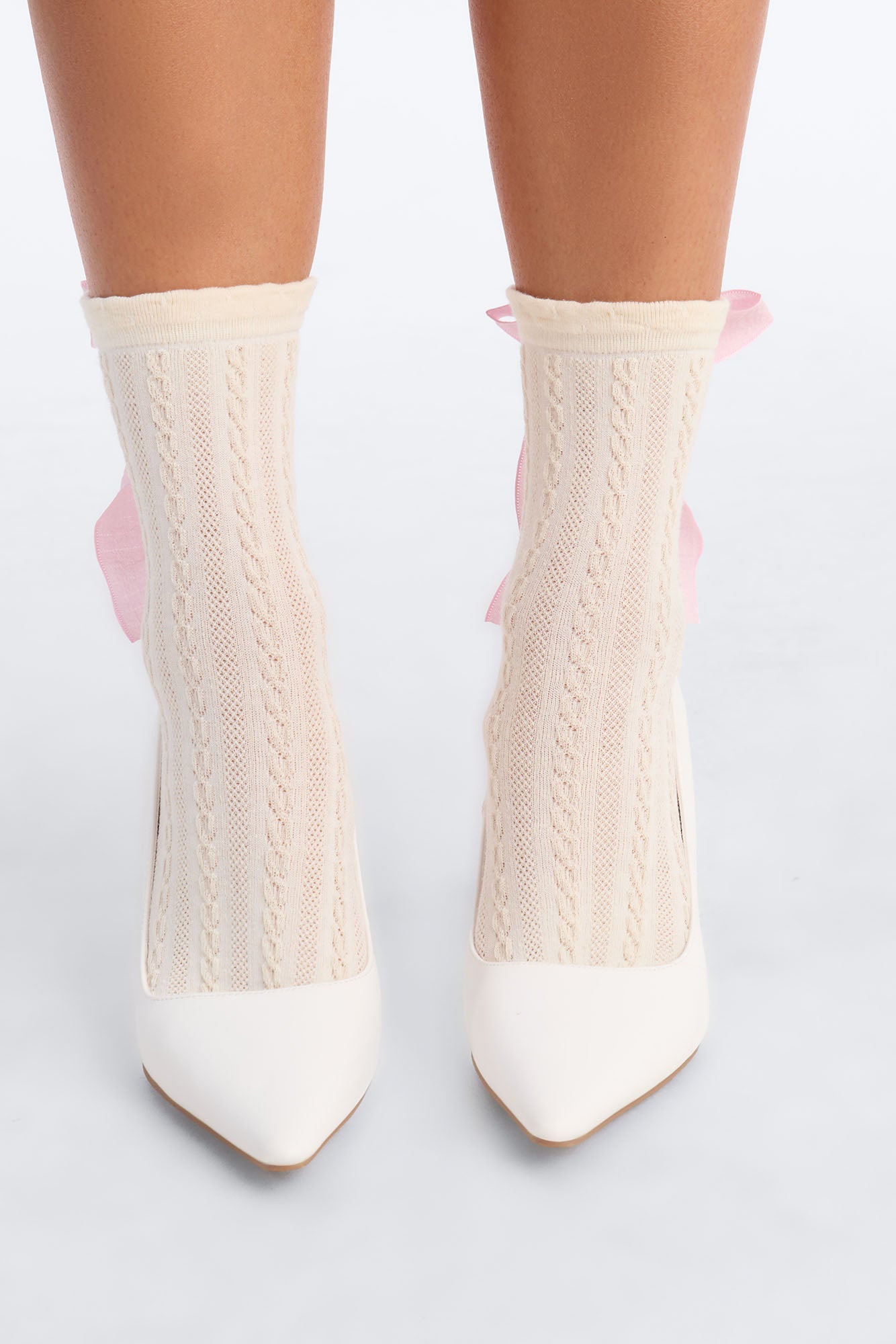 That Bow Cutie Crew Socks - Ivory/combo