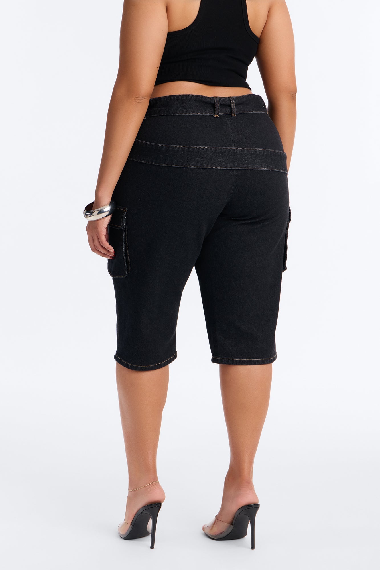 Top Secret Low Rise Skinny Capri Jeans - Black Wash