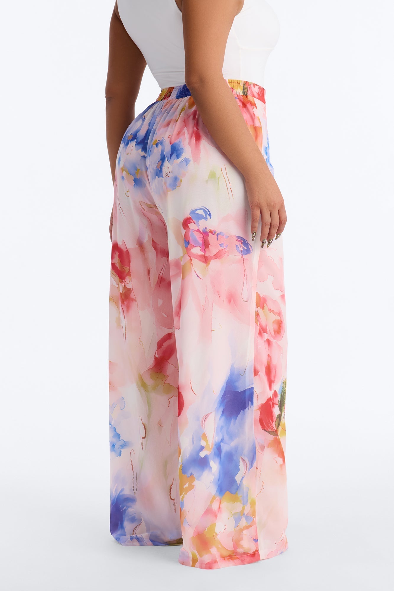 Alexandria High Rise Chiffon Wide Leg Pant - Multi Color