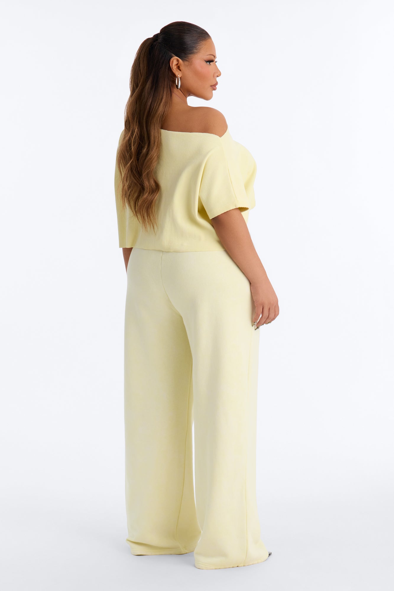 Mila Off Shoulder Top And Sweatpant Set - Yellow