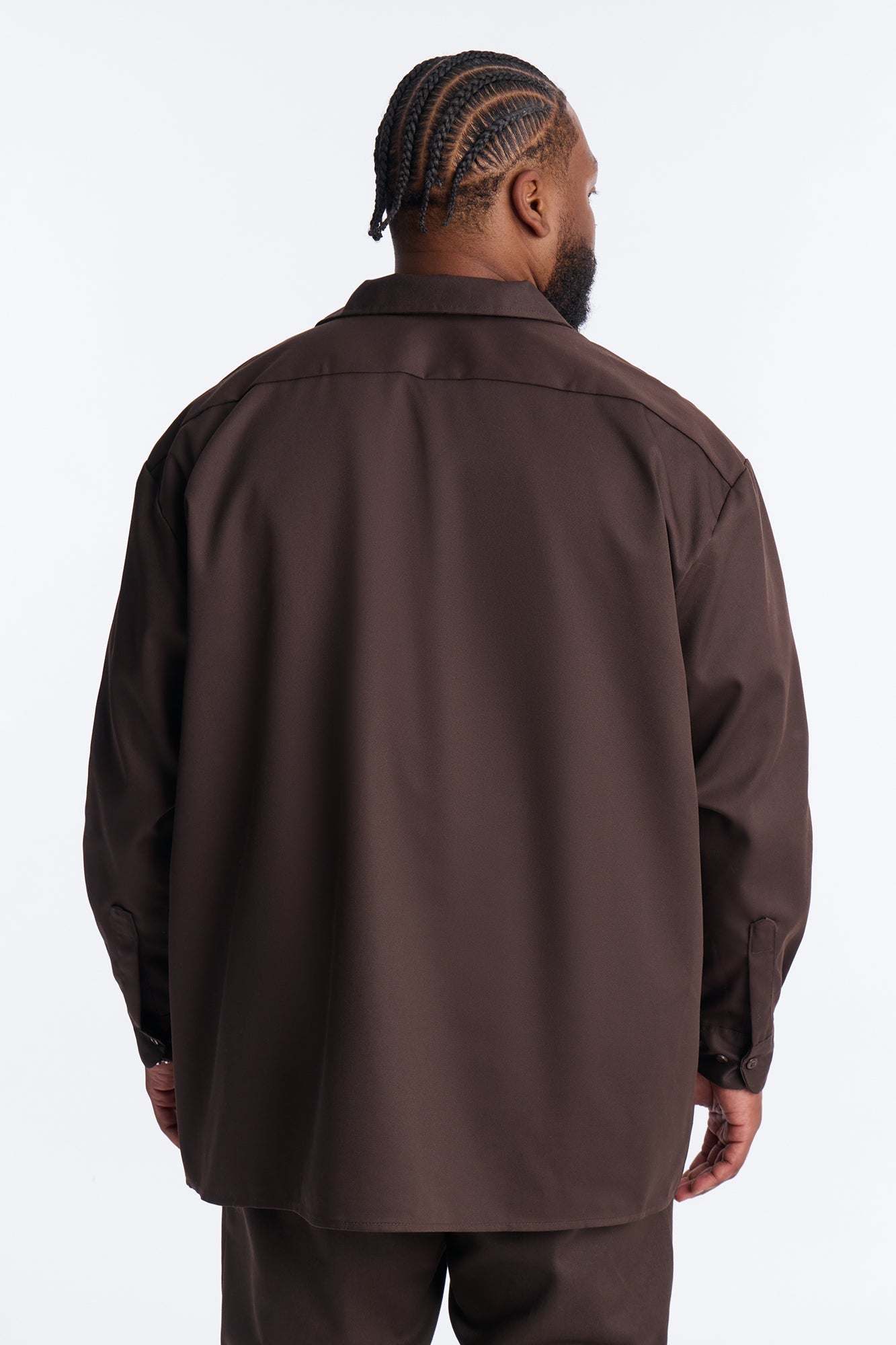 Dickies Twill Long Sleeve Work Shirt - Dark Brown