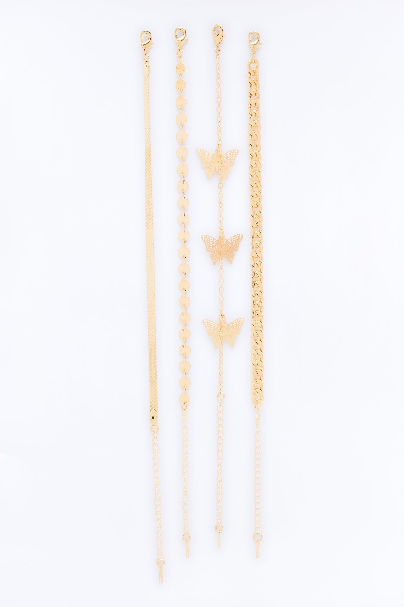 Fly Baby Fly 4 Piece Anklet Set - Gold