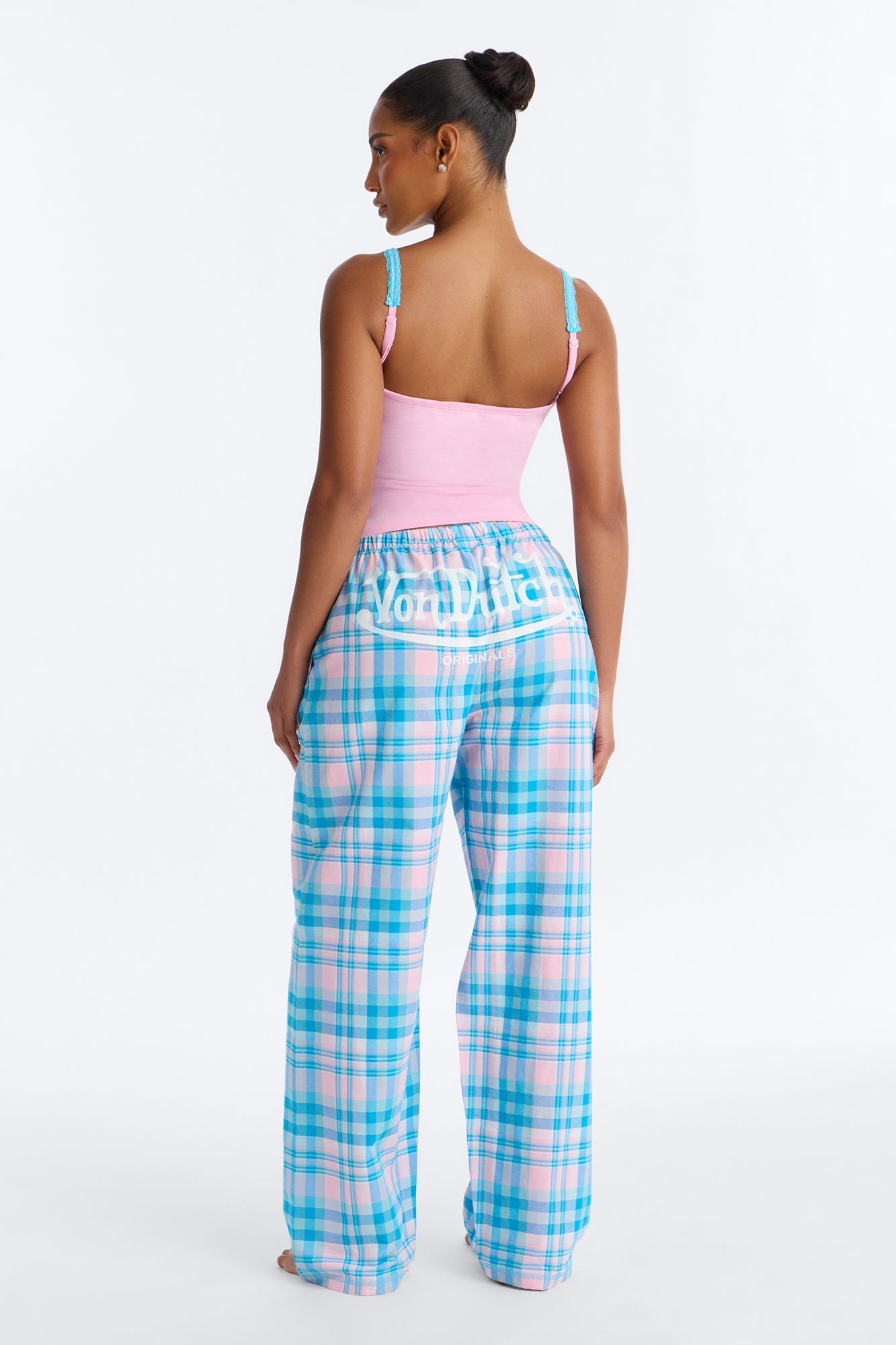 Von Dutch Plaid Star PJ Pant Set - Pink/combo
