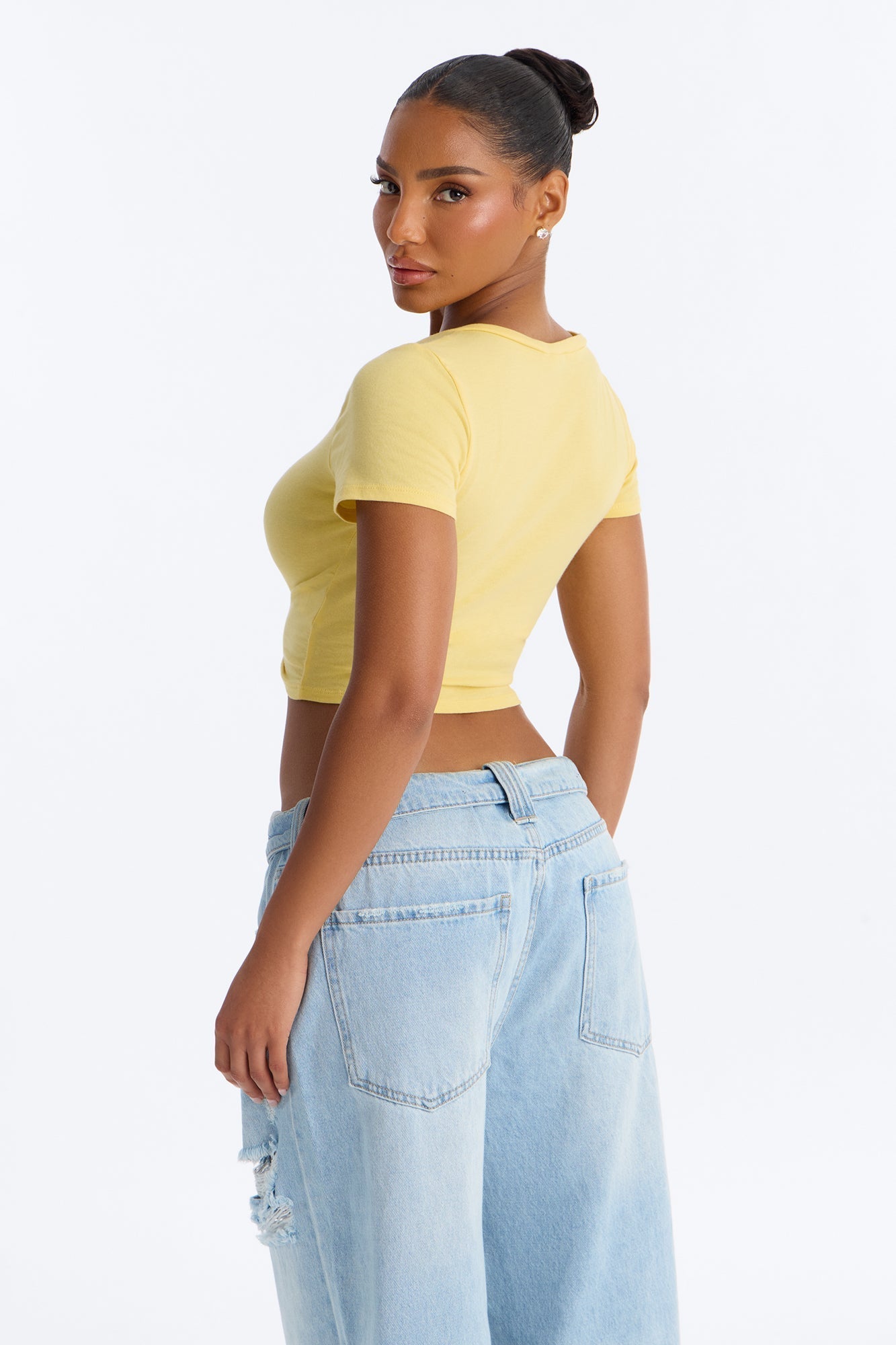 Kaitlyn V Neck Crop Top - Butter Yellow