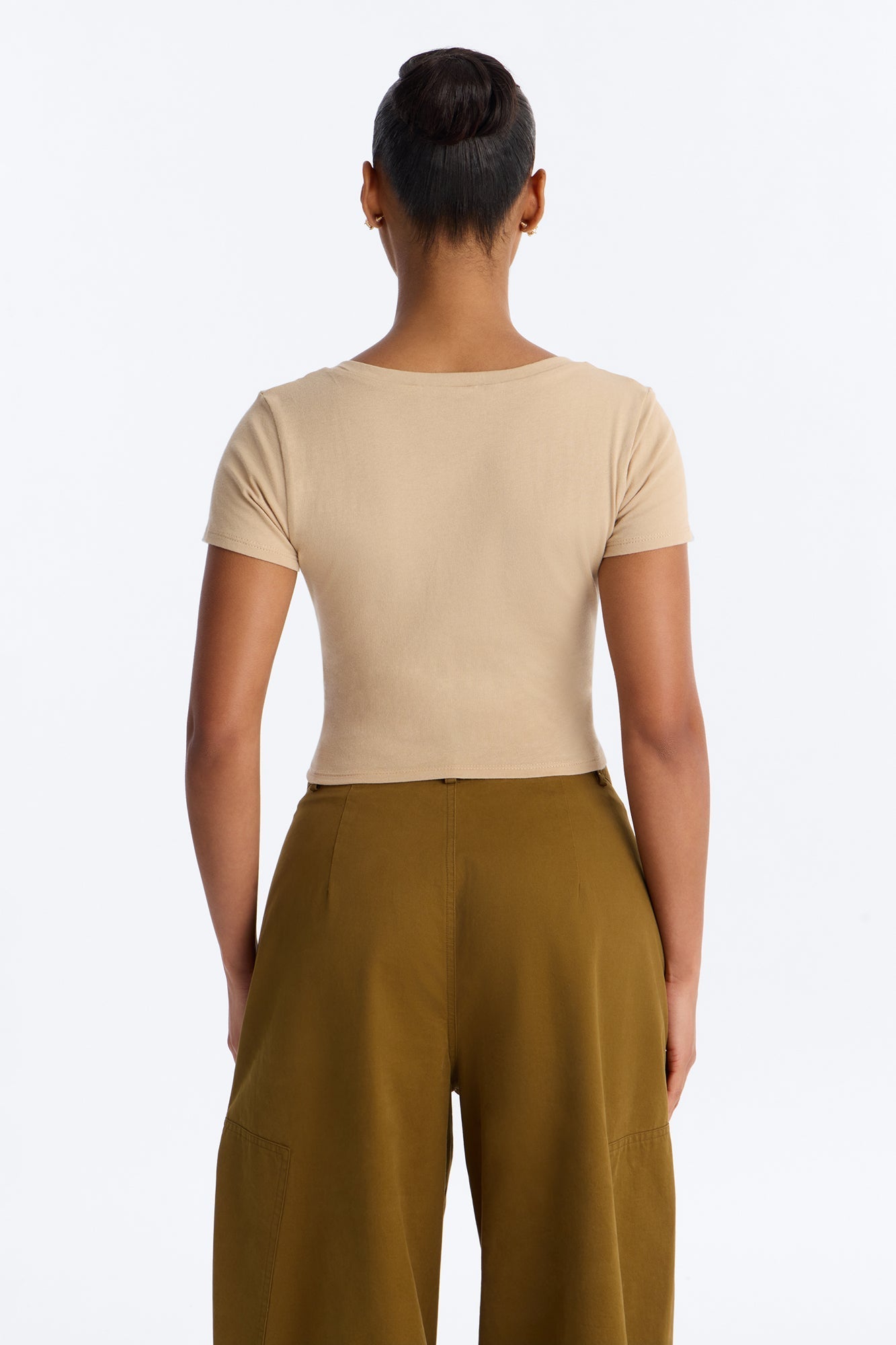 Kaitlyn V Neck Crop Top - Sand