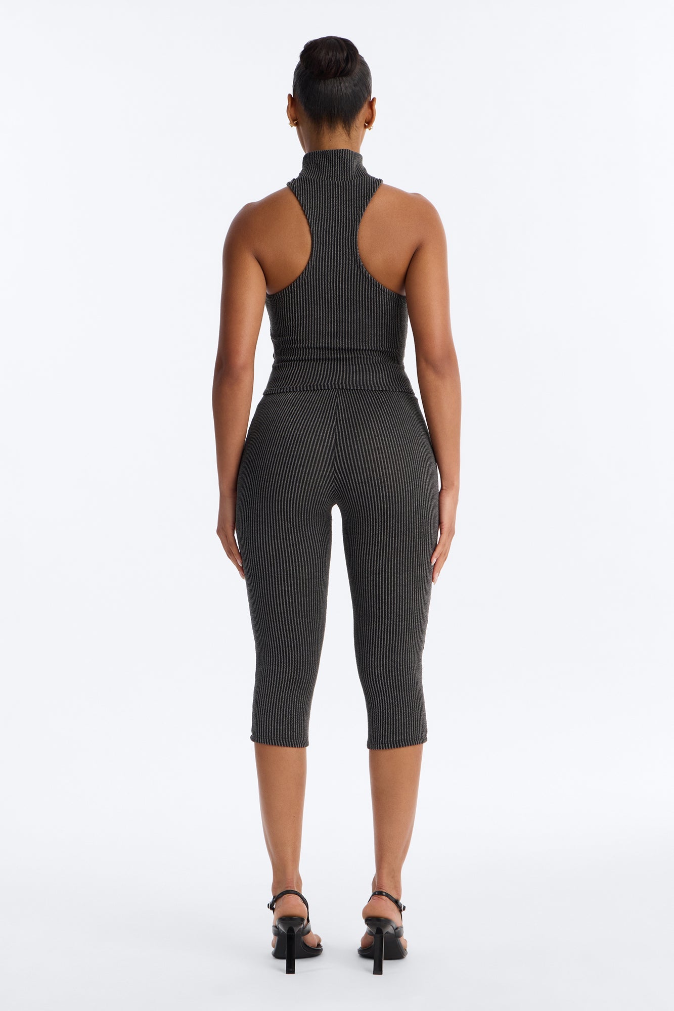 Ruth Textured Capri Set - Charcoal
