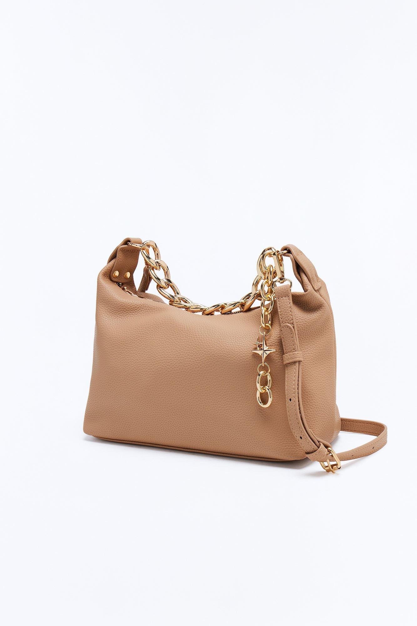 Hazel Faux Leather Shoulder Handbag - Taupe