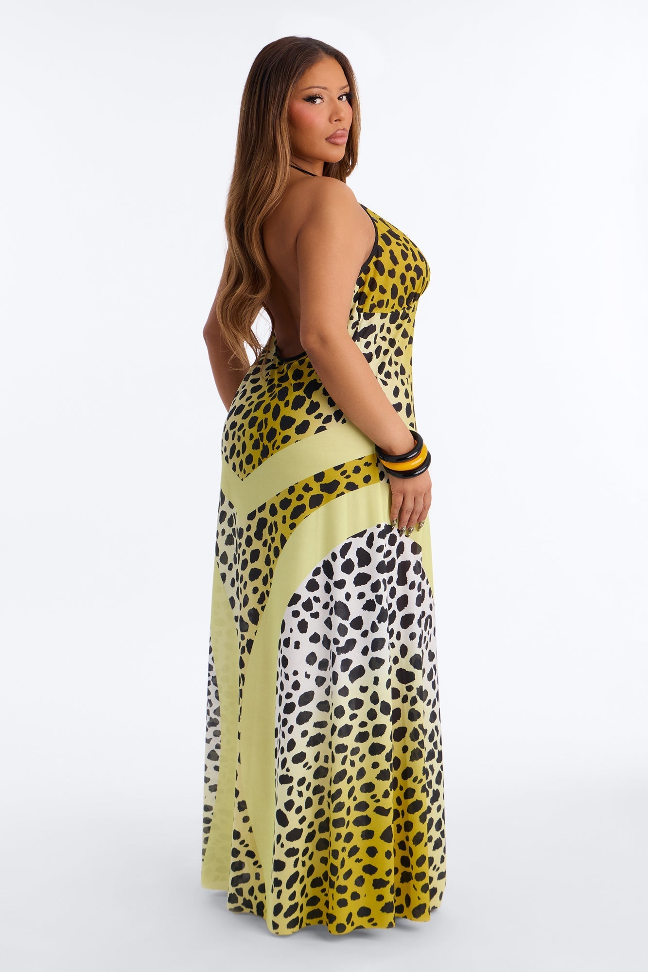 Party Princess Leopard Swim Cover Up Maxi Dress - Leopard