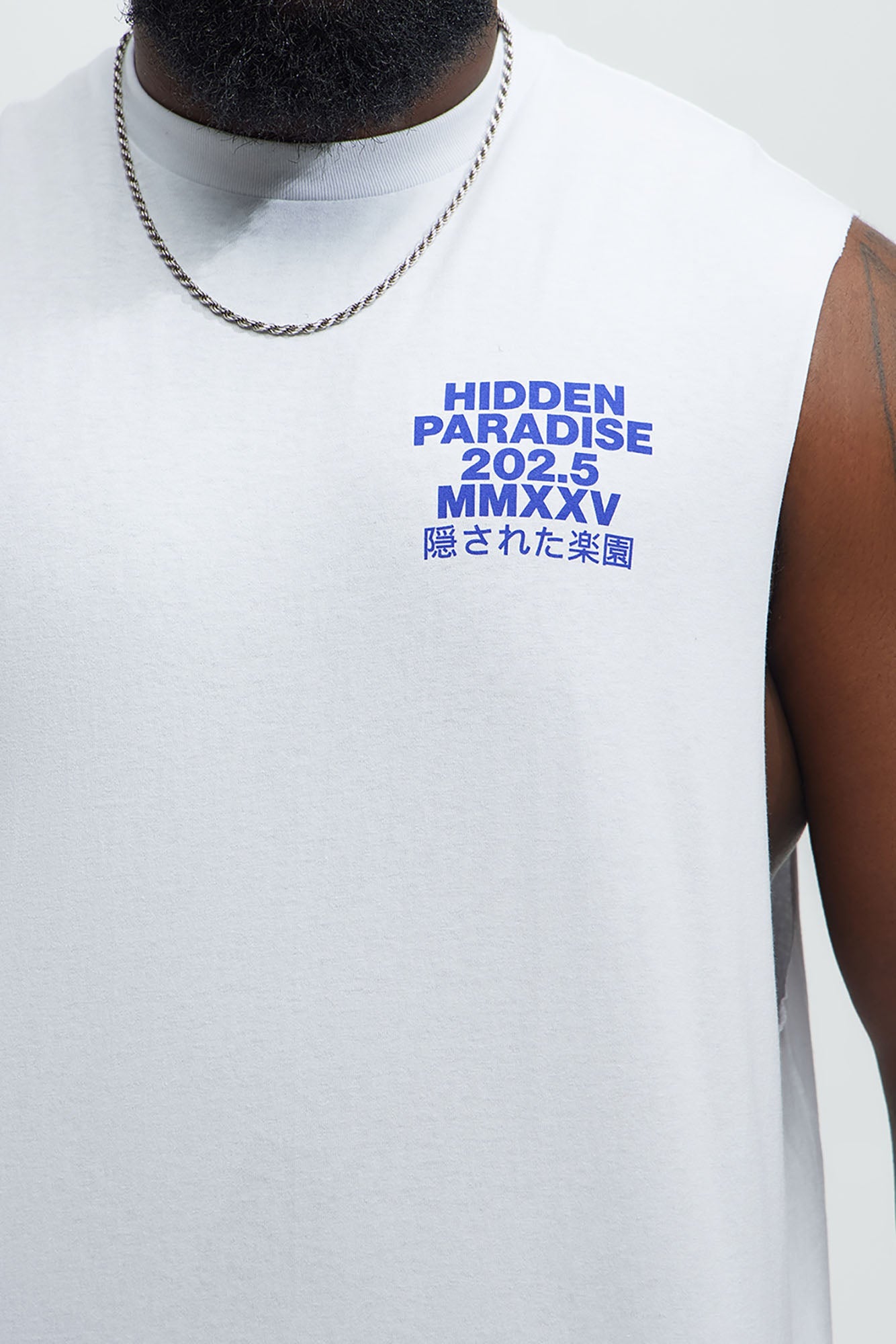 Hidden Paradise Muscle Tee - White